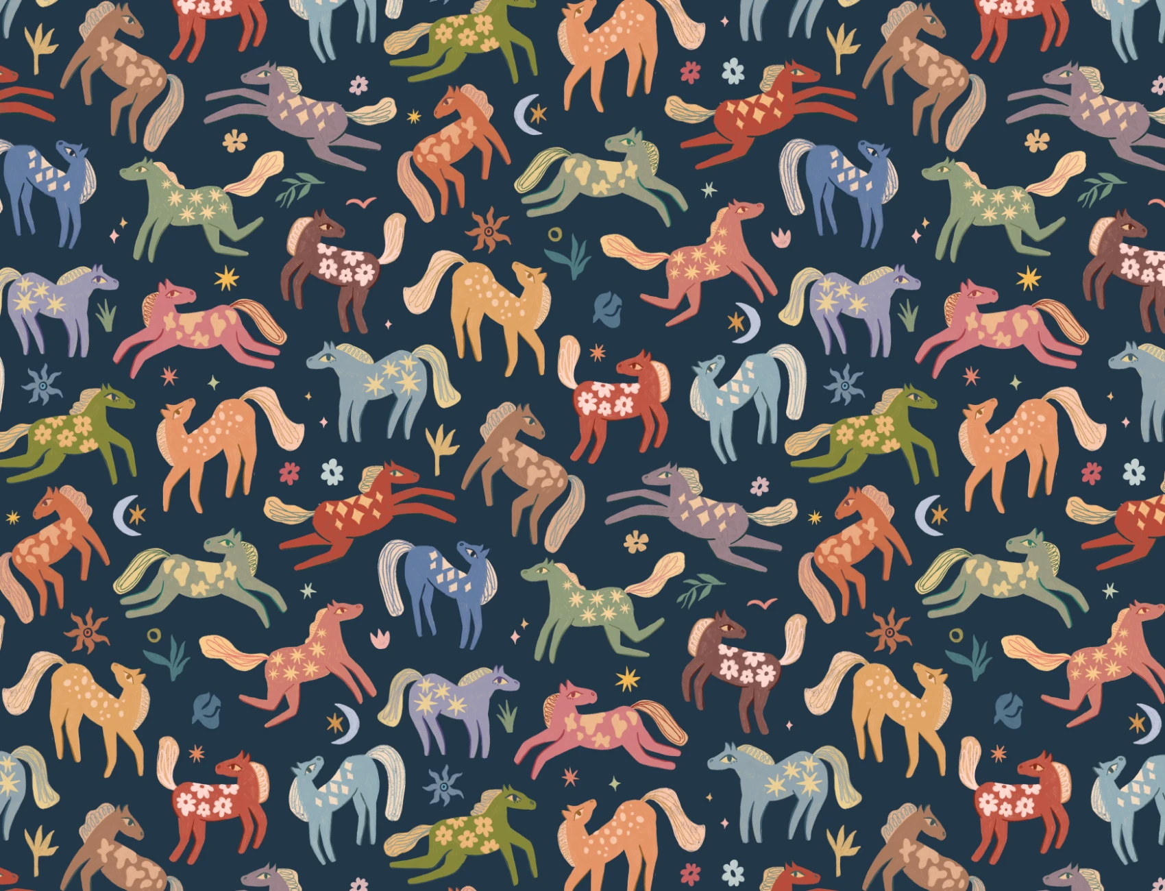 Mural infantil multicolor Playful Pony Animal Delight
