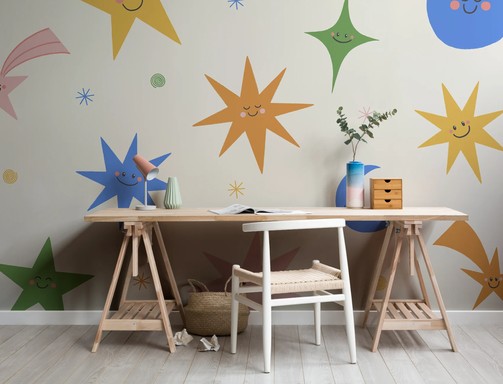 Multicolor Celestial Kids' Fun and Playful Mural