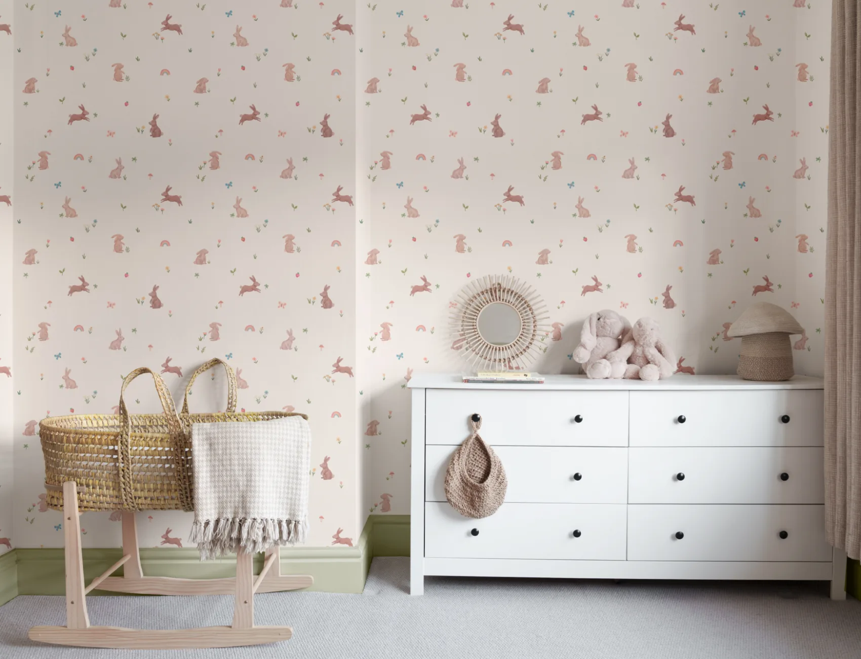Kids’ Soft Multicolour Bunny Playful Pattern Wallpaper