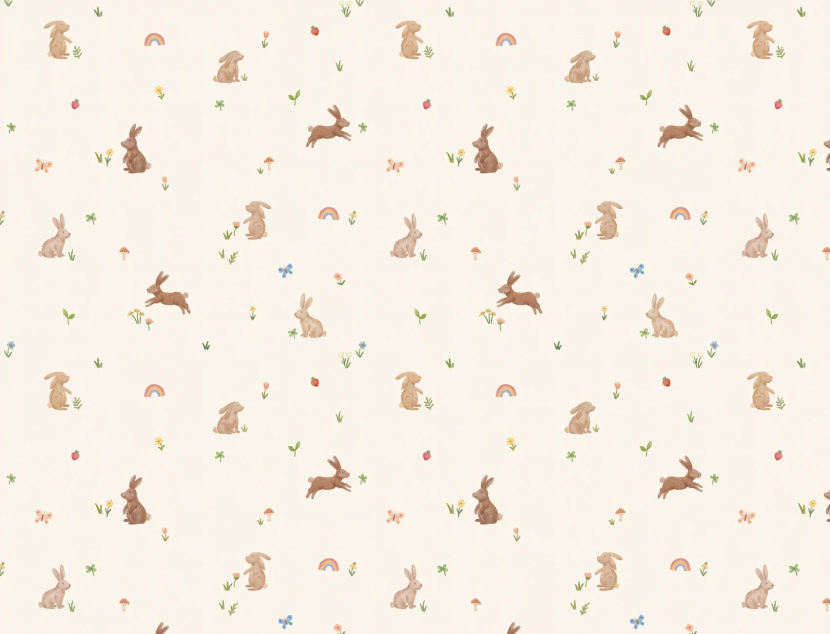 Kids’ Soft Multicolour Bunny Playful Pattern Wallpaper