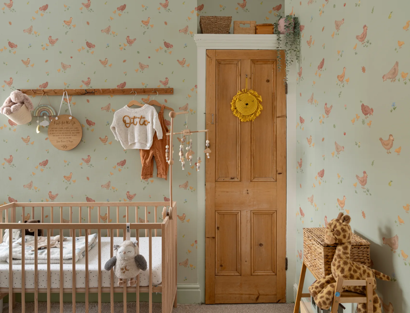Light Green Farm Animal Kids Mural for Playful Spaces