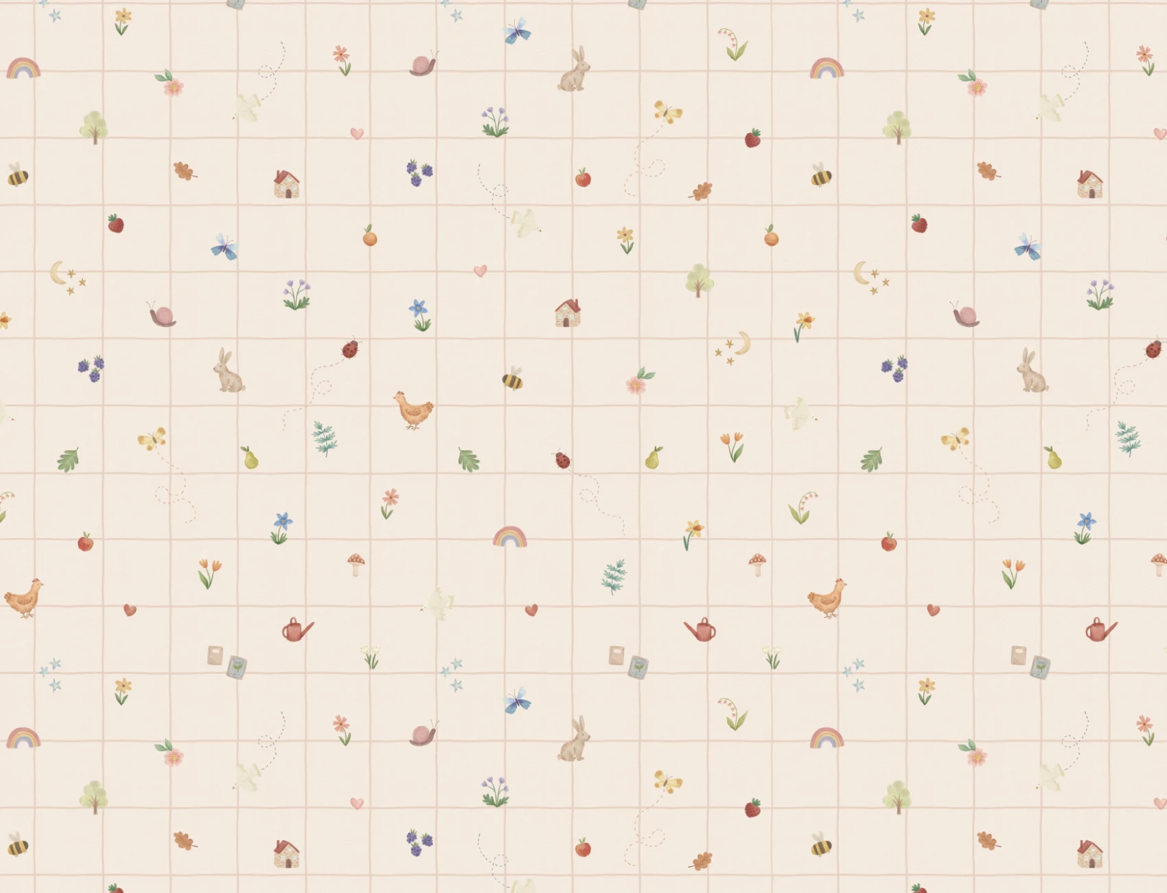 Kids Pink Multicolour Scrapbook Pattern Mural