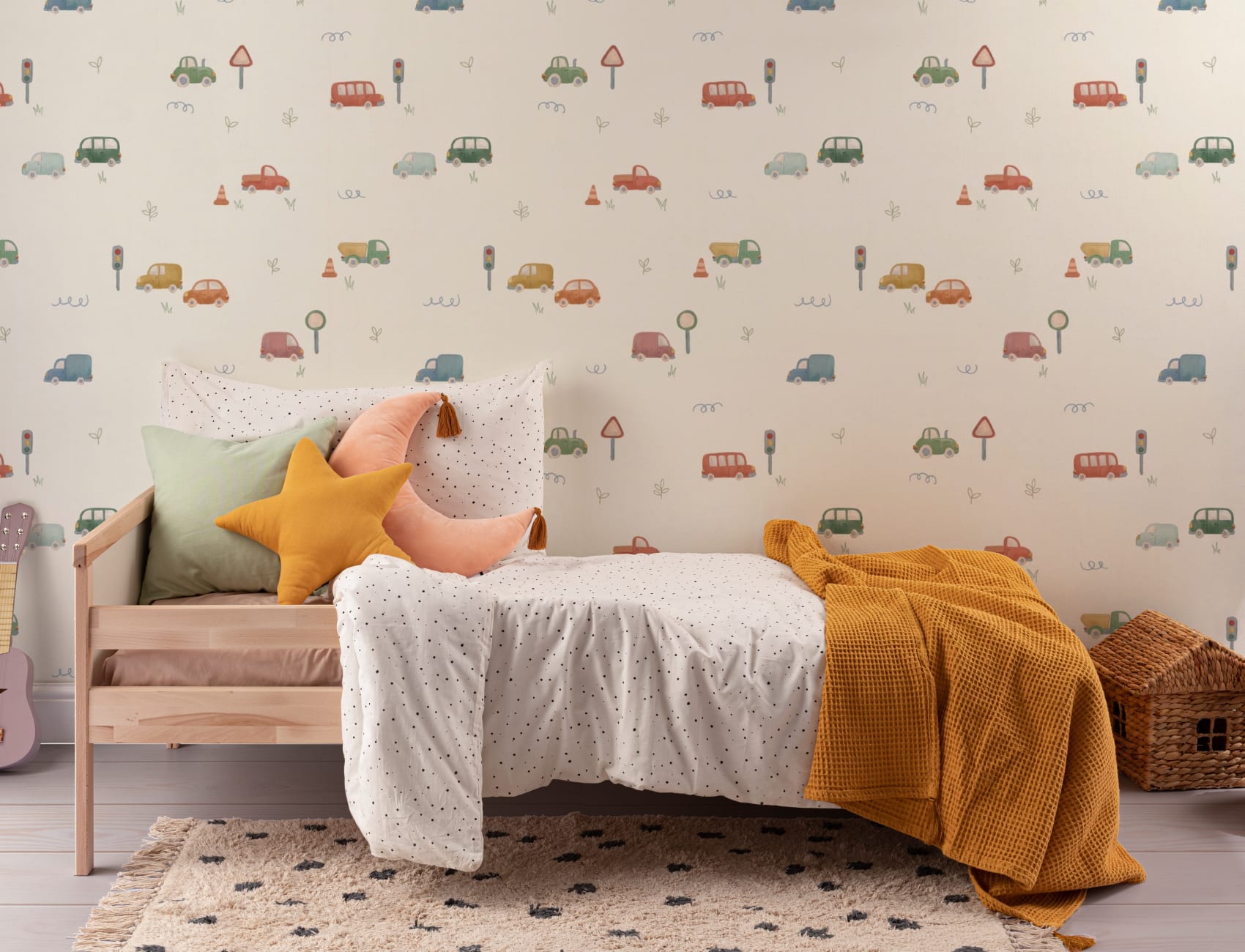 Multicolor Roadtrip Vehicles Kids' Pattern Adventure Mural