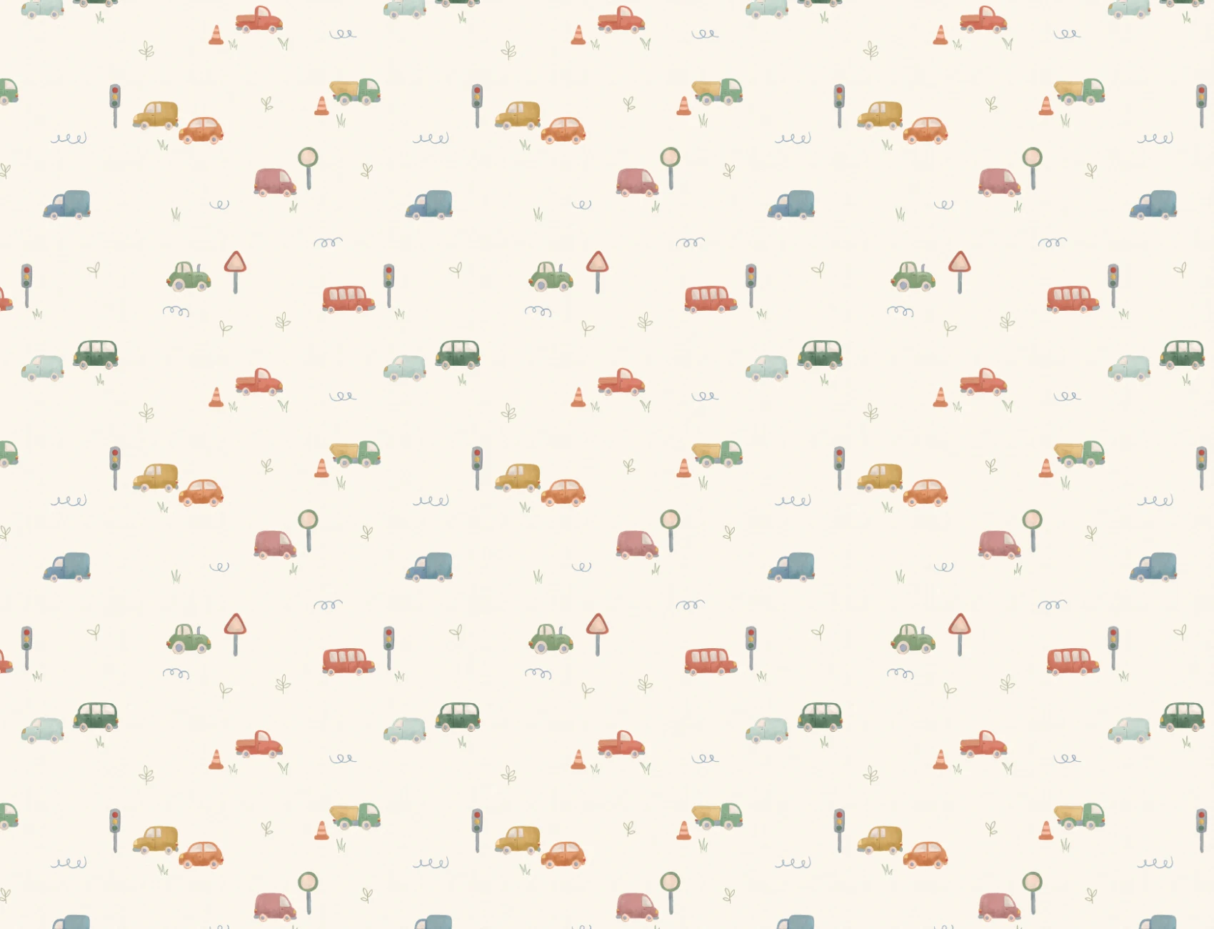 Multicolor Roadtrip Vehicles Kids' Pattern Adventure Mural