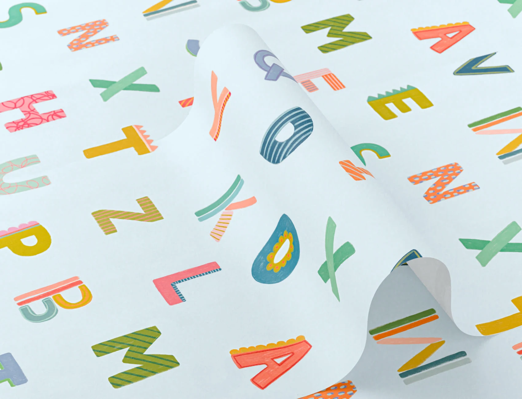 Blue Colorful Kids Alphabet Wallpaper