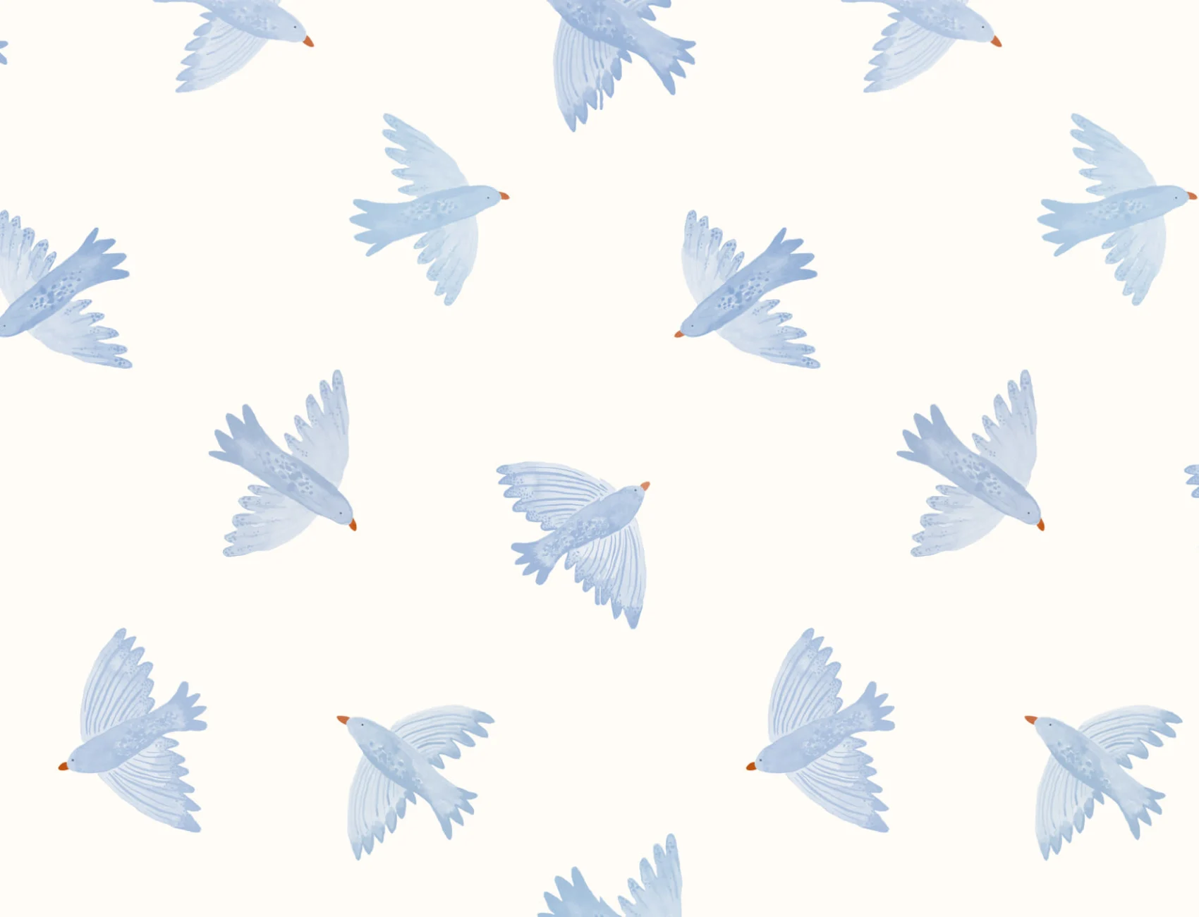 Blue Watercolor Flying Birds Wallpaper