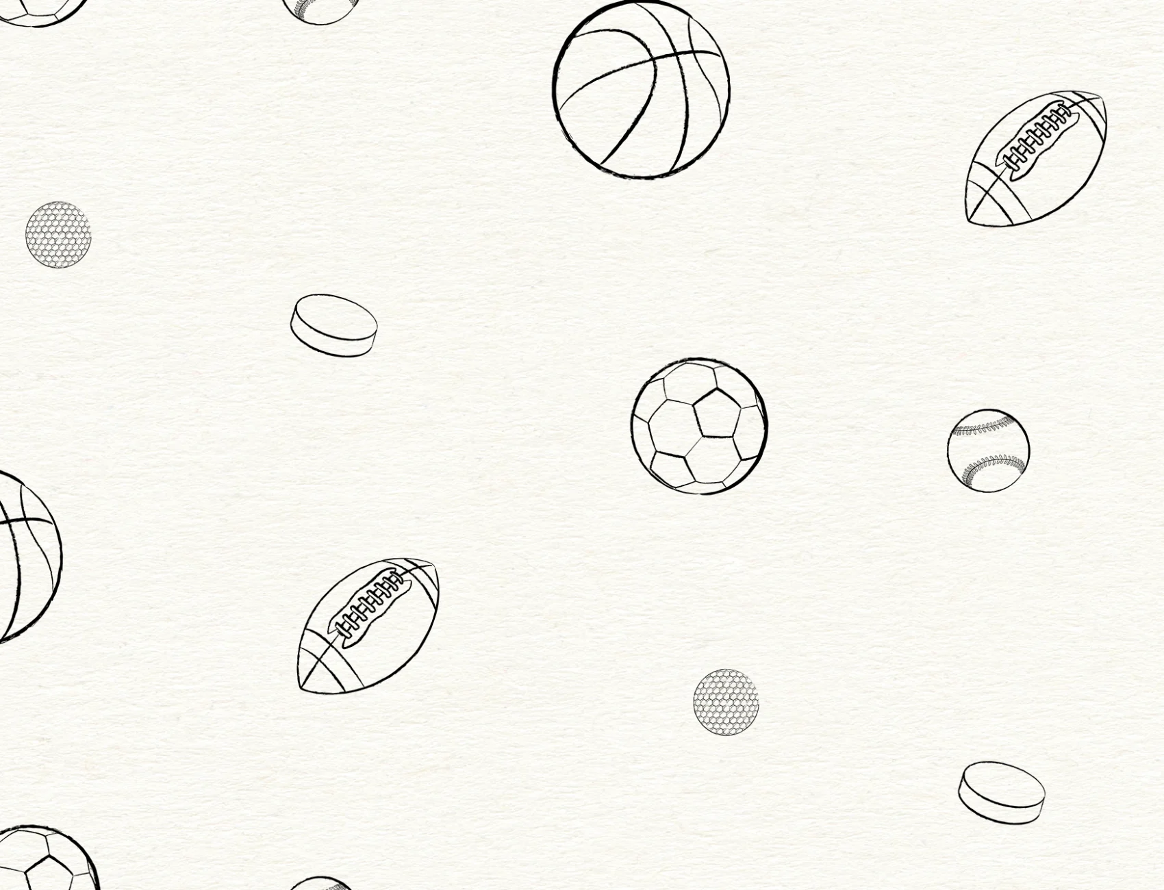 Papel pintado infantil neutro Ilustración de deportes