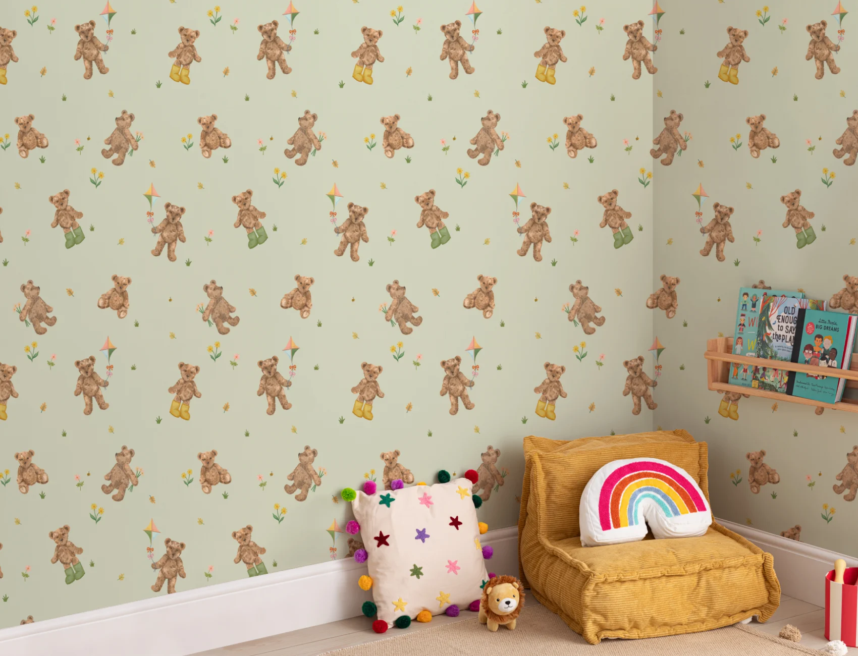 Papier peint Motif mignon en peluche pour enfants Sage