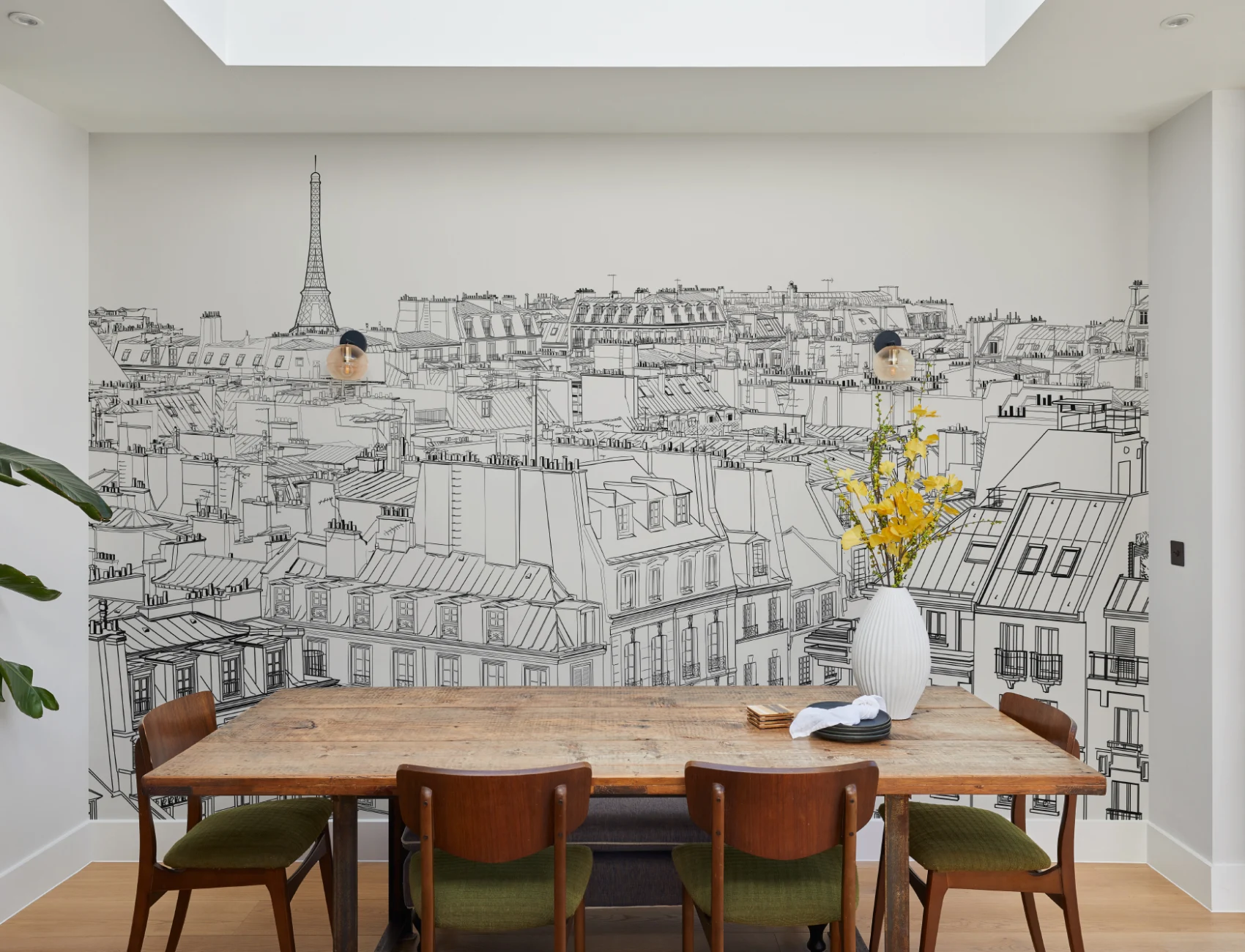 Paris Rooftop Illustration Wallpaper Mural
