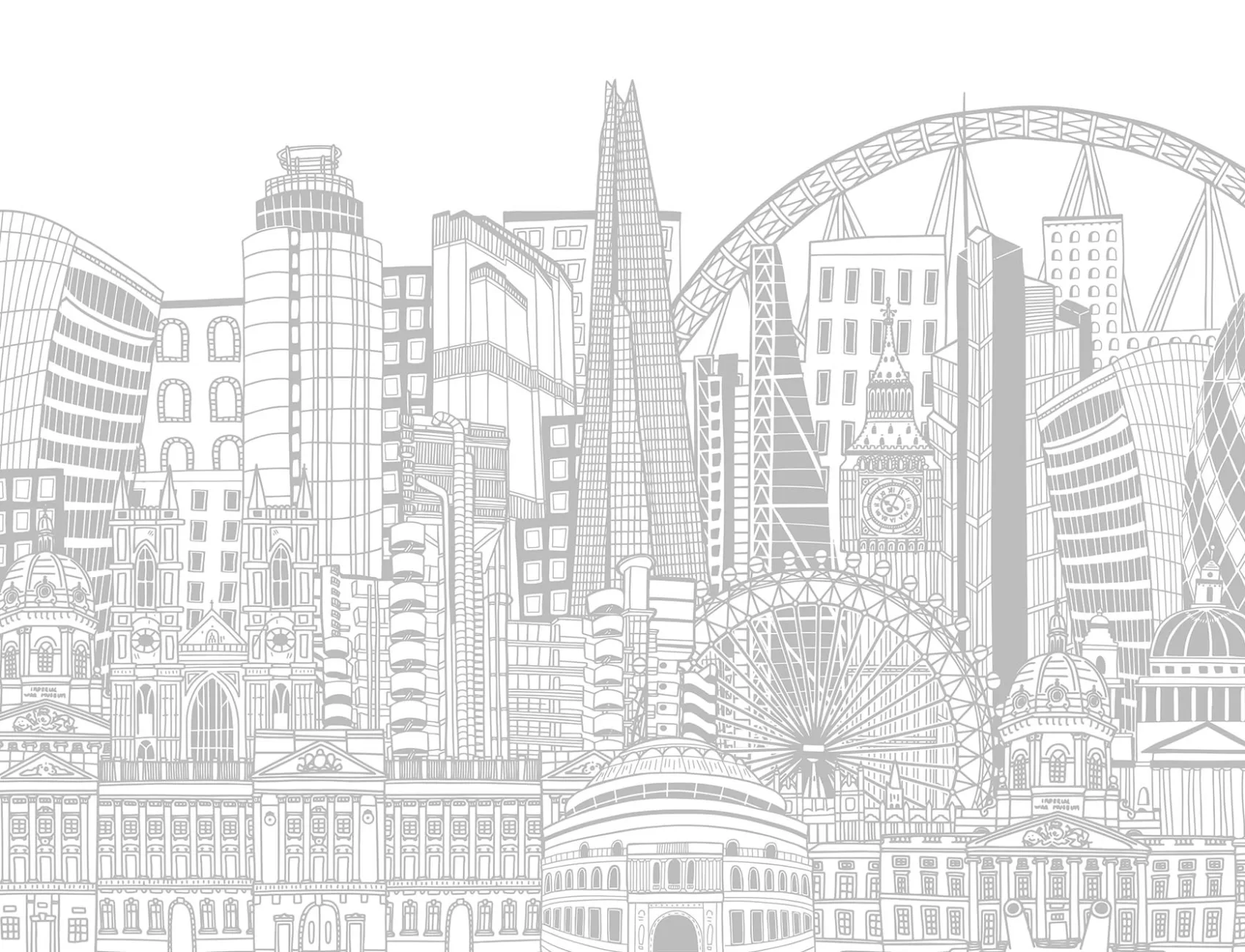 Gray Monochrome London Monuments Wallpaper Mural