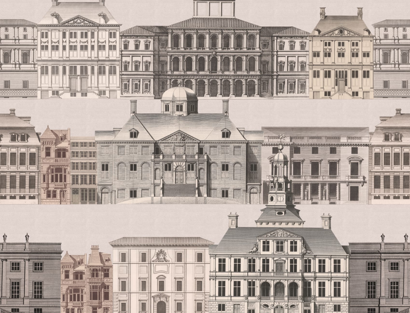 Metropolis Architectural Etching Wall Mural by Jan Matthysz and Pieter Jansz Post