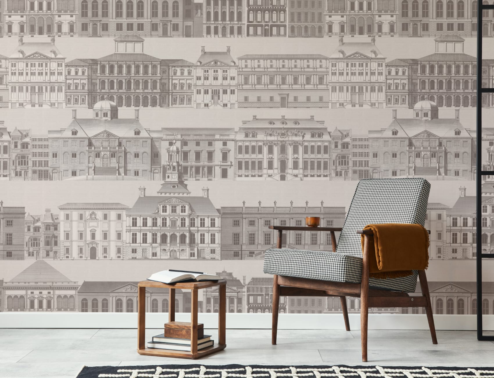 Metropolis grå arkitektonisk fototapet av Jan Matthysz og Pieter Jansz Post