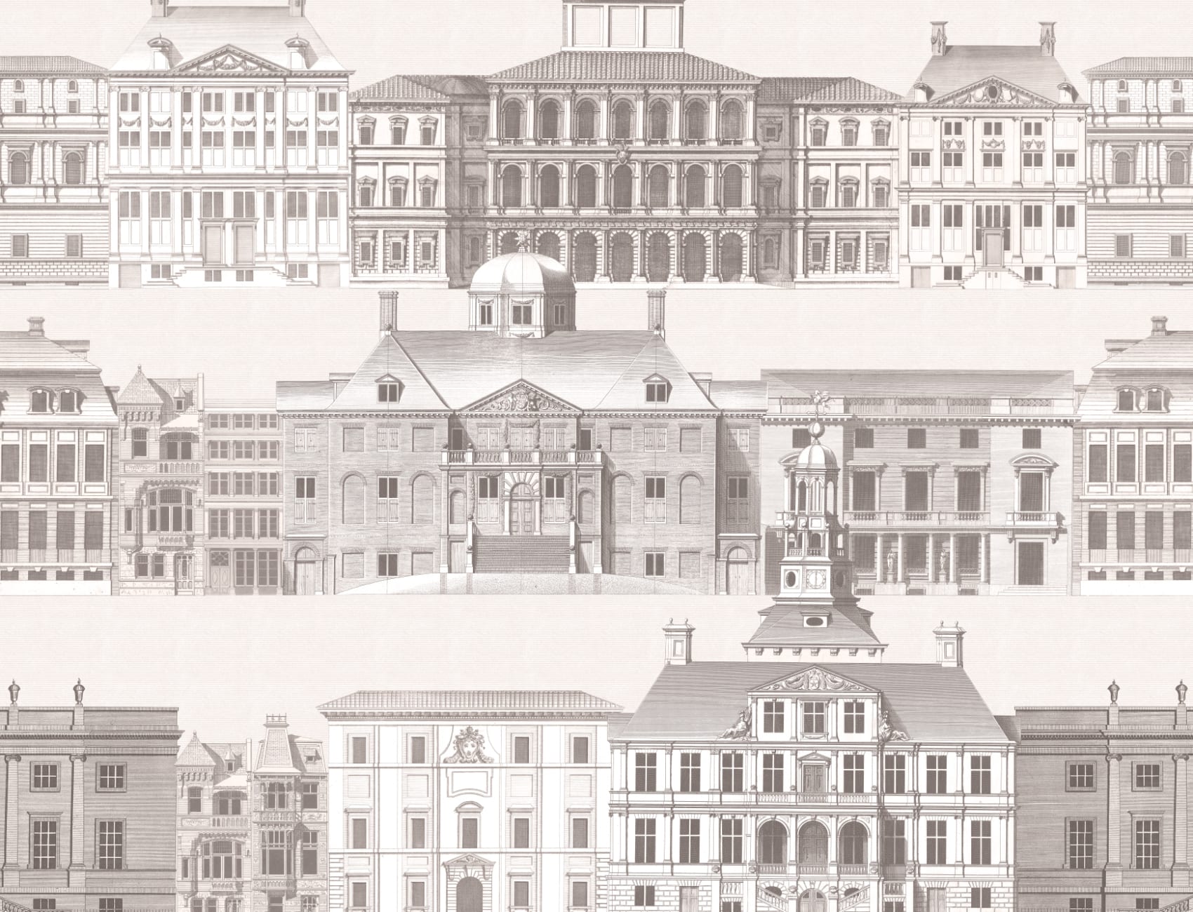 Metropolis grå arkitektonisk fototapet av Jan Matthysz og Pieter Jansz Post