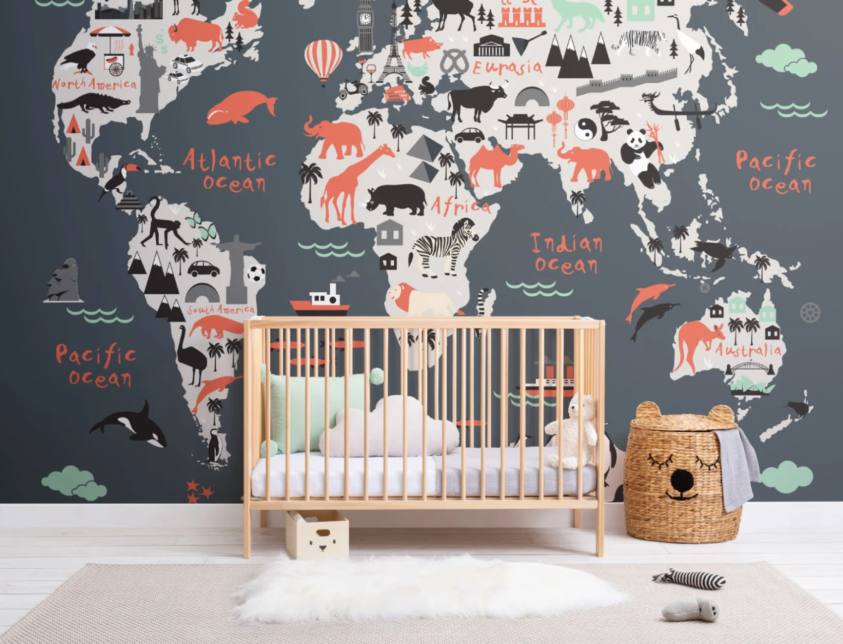 Landmark Kids Map Wallpaper Mural