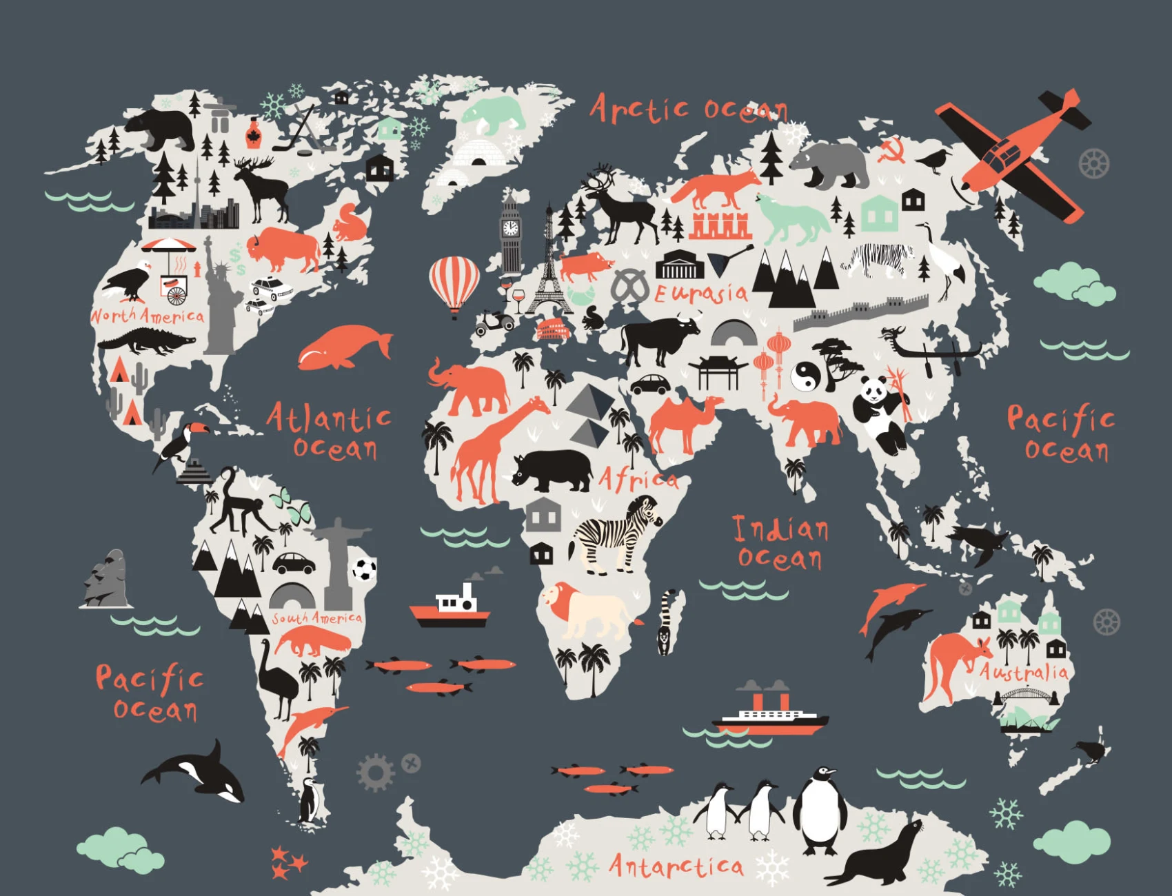 Landmark Kids Map Wallpaper Mural