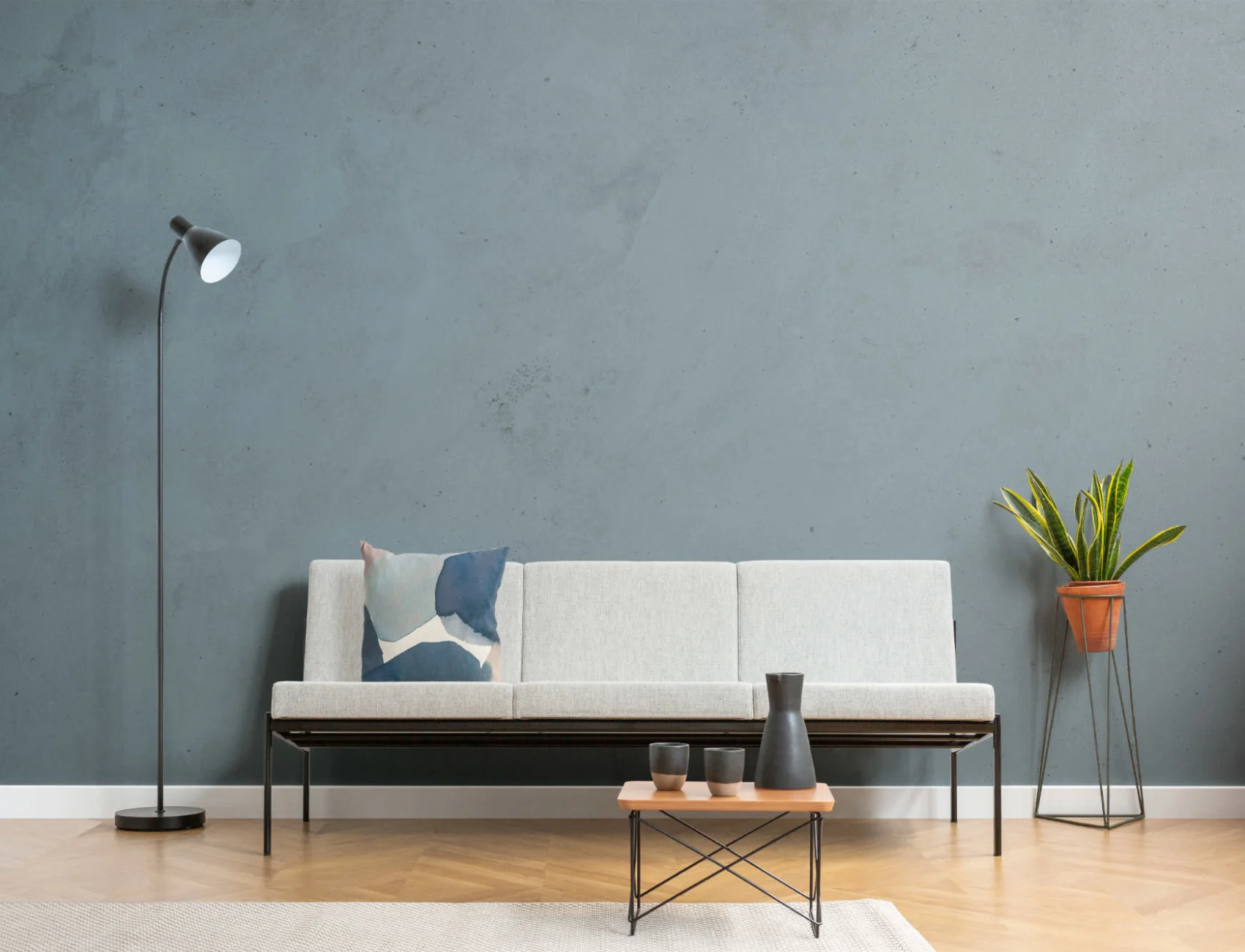 Mural de papel de parede de cimento com textura azul
