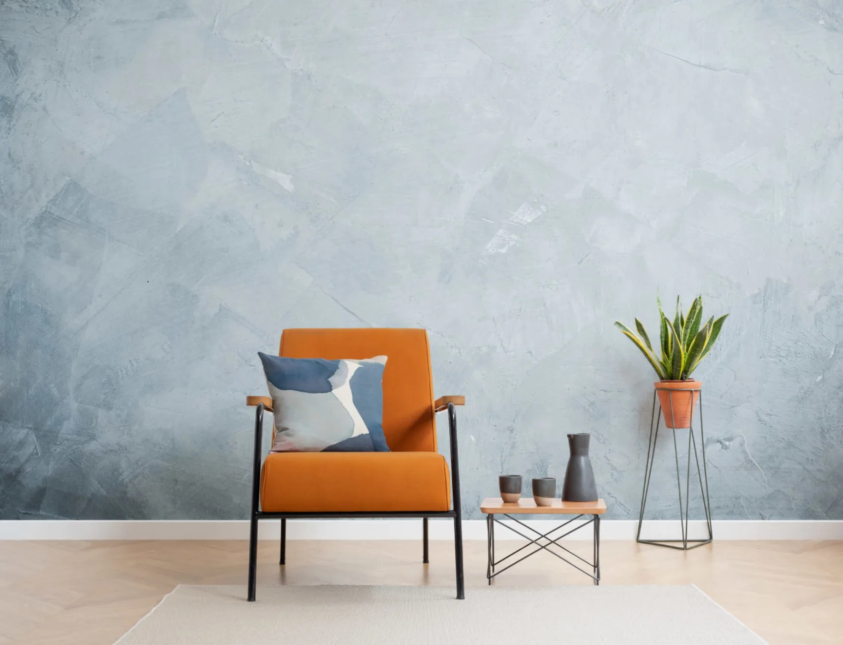 Ruw Blauw Render Behang Muurschildering