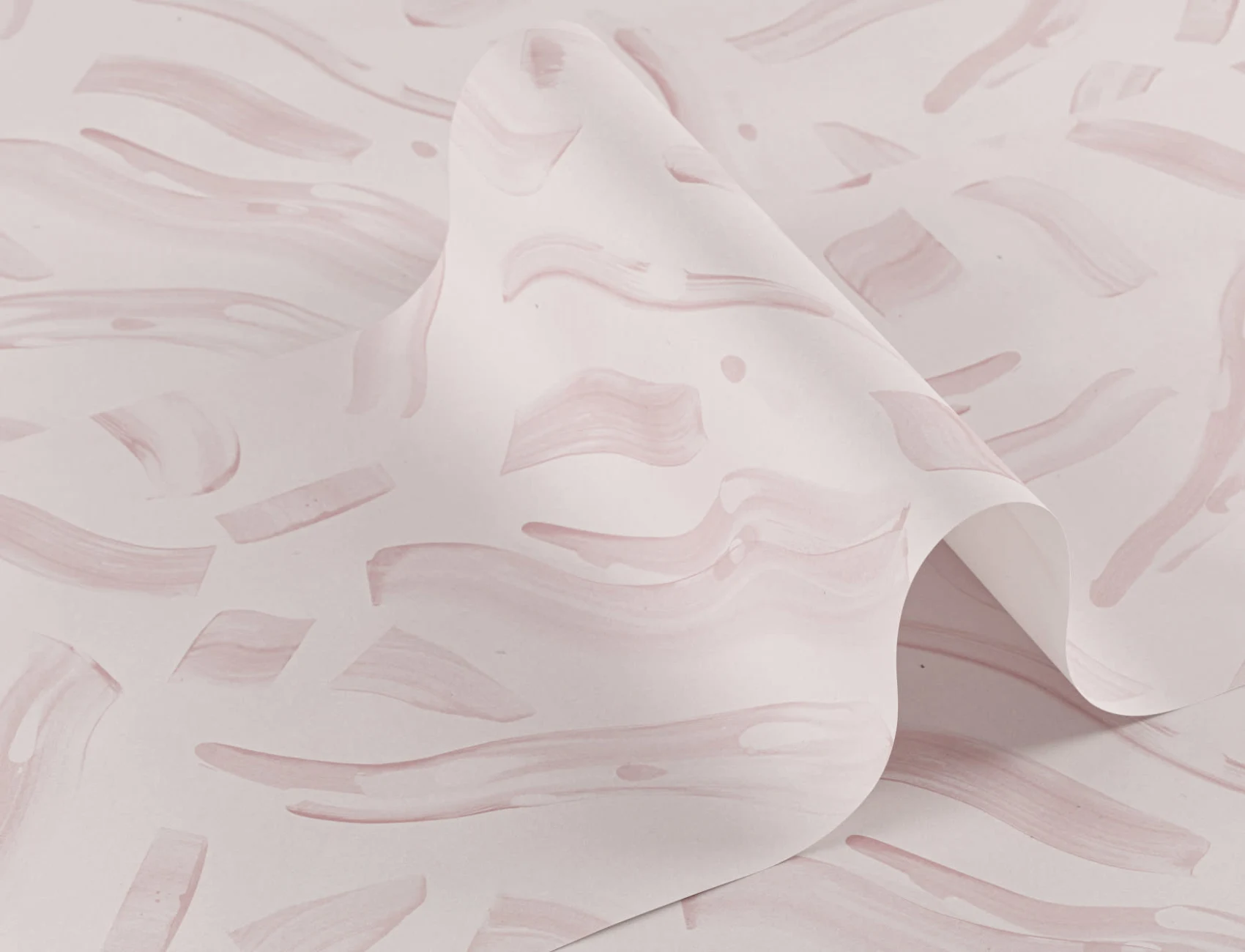 Pink Abstract Squiggle Brushstroke Repeat Pattern Wallpaper