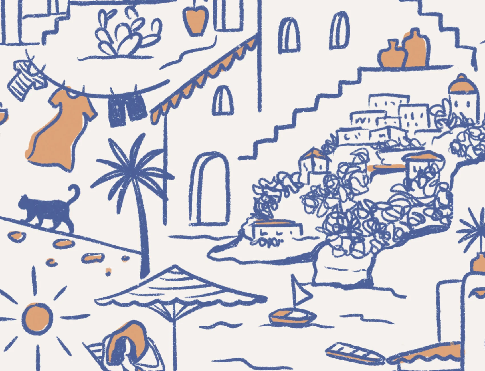 Minimalist mediteranean Town Wallpaper