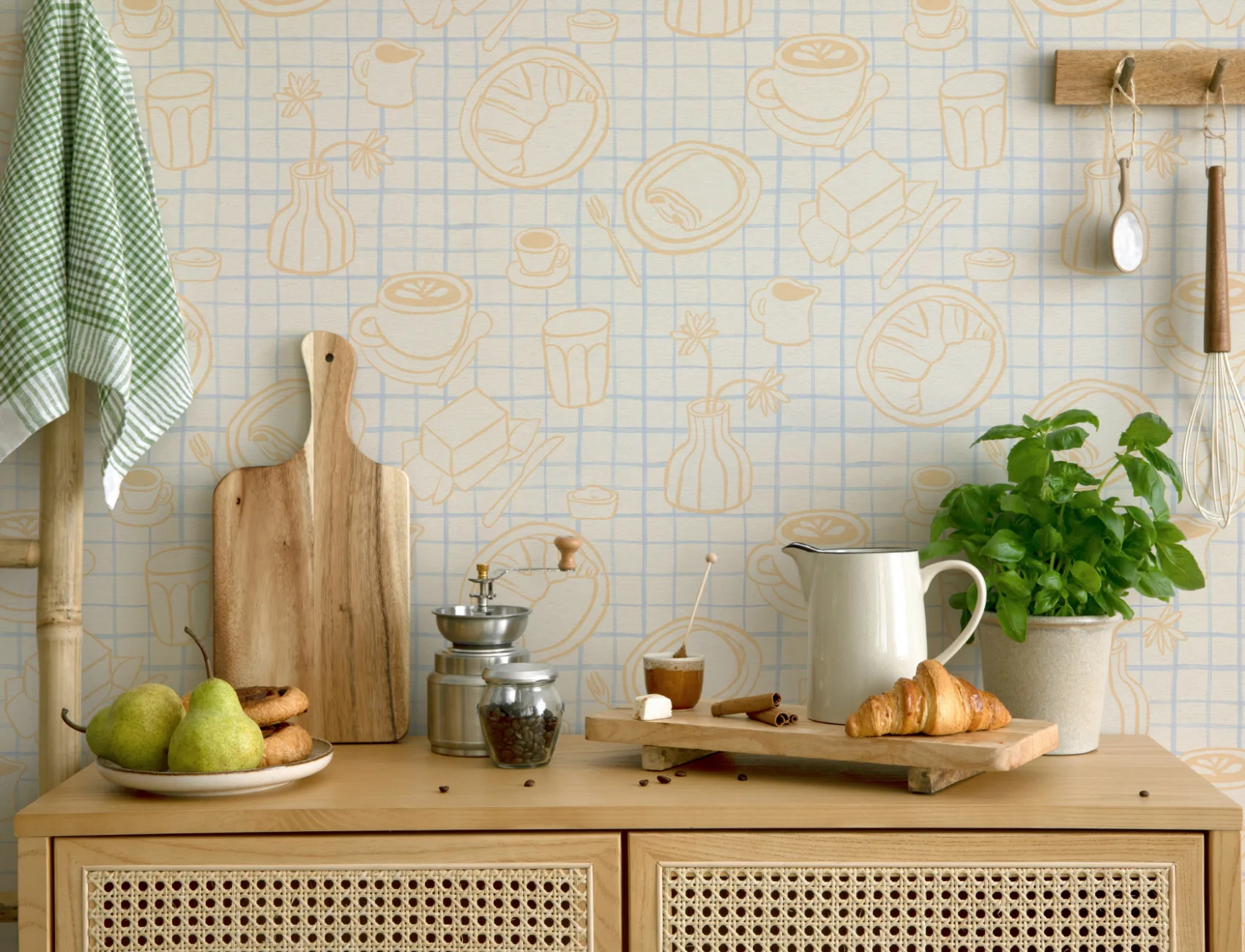 Blue French Breakfast Wallpaper