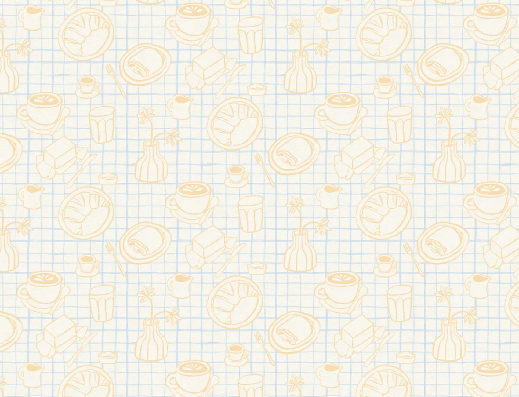 Blue French Breakfast Wallpaper