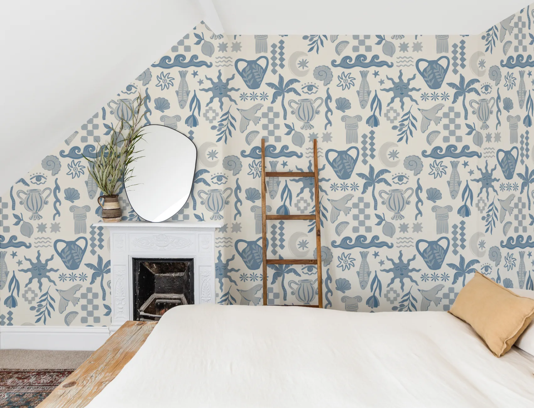 Blue La Dolce Vita Mediterranean Print Mural