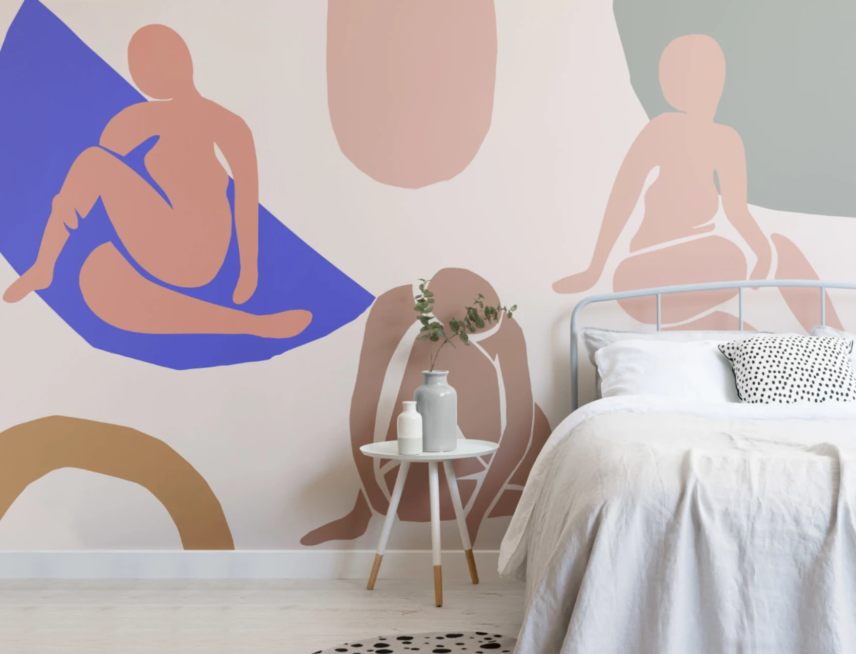 Neutral & Pastel Pink Shapes Abstract Wallpaper Mural