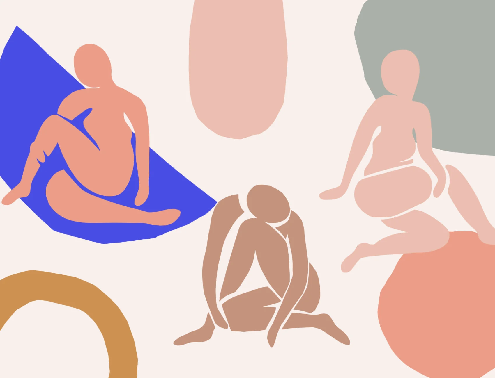 Neutral & Pastel Pink Shapes Abstract Wallpaper Mural