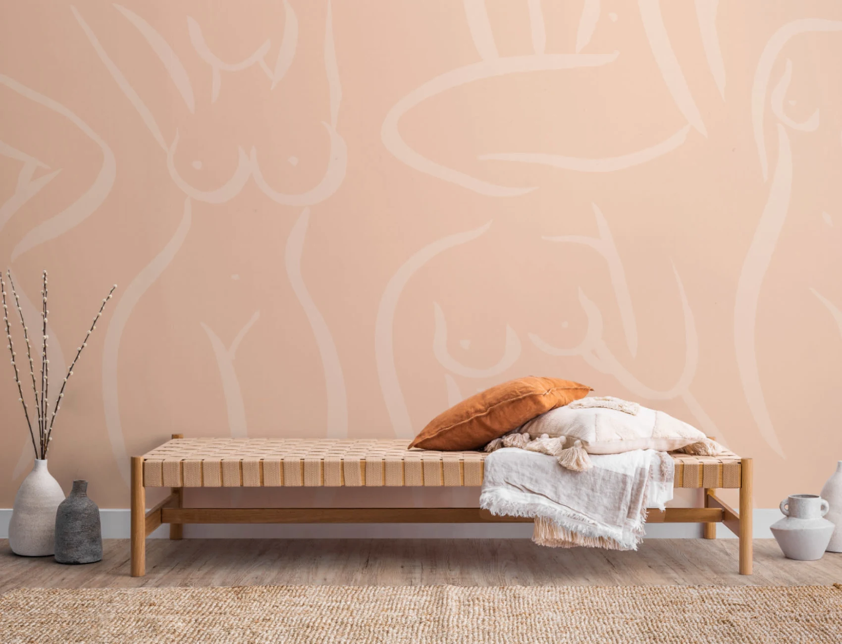 Panoramique illustration de femme nue en Peach Fuzz