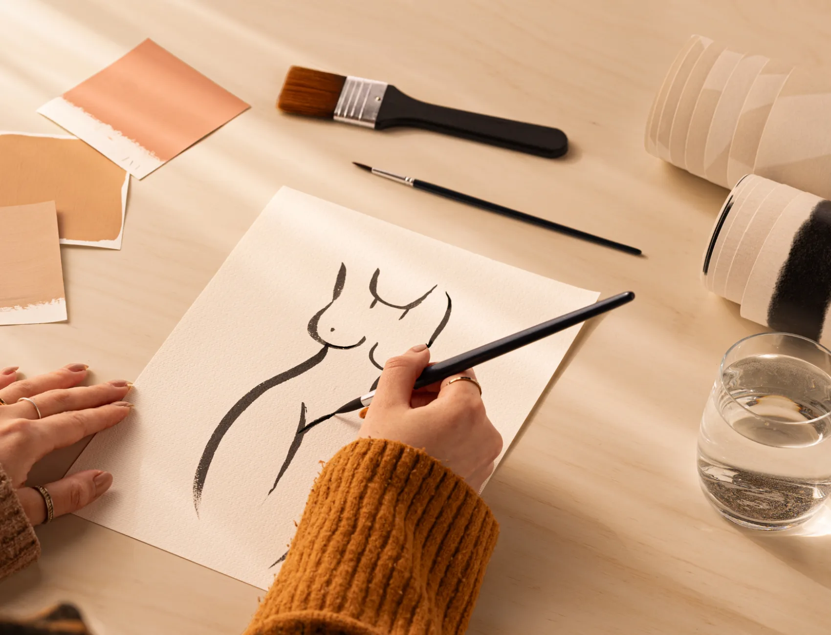 Panoramique illustration de femme nue en Peach Fuzz