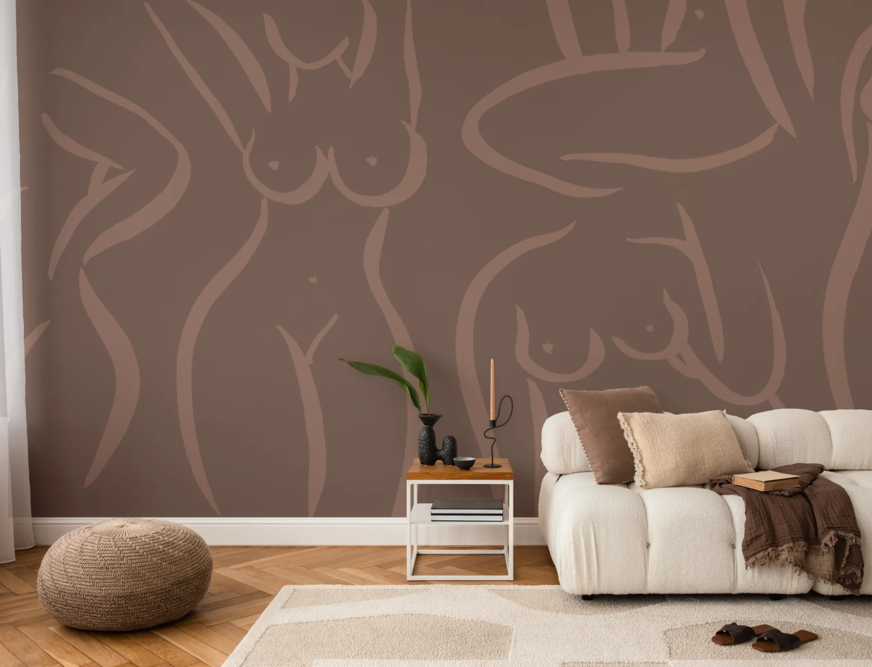 Panoramique illustration de femme nue en brun