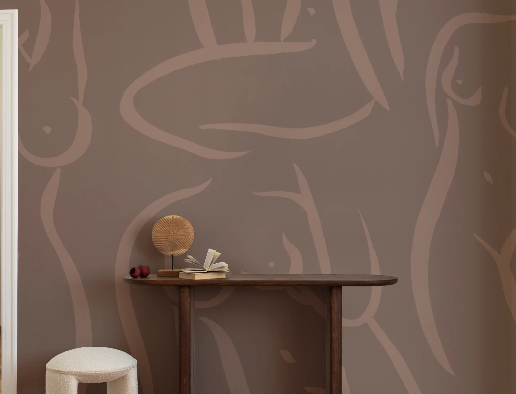 Panoramique illustration de femme nue en brun