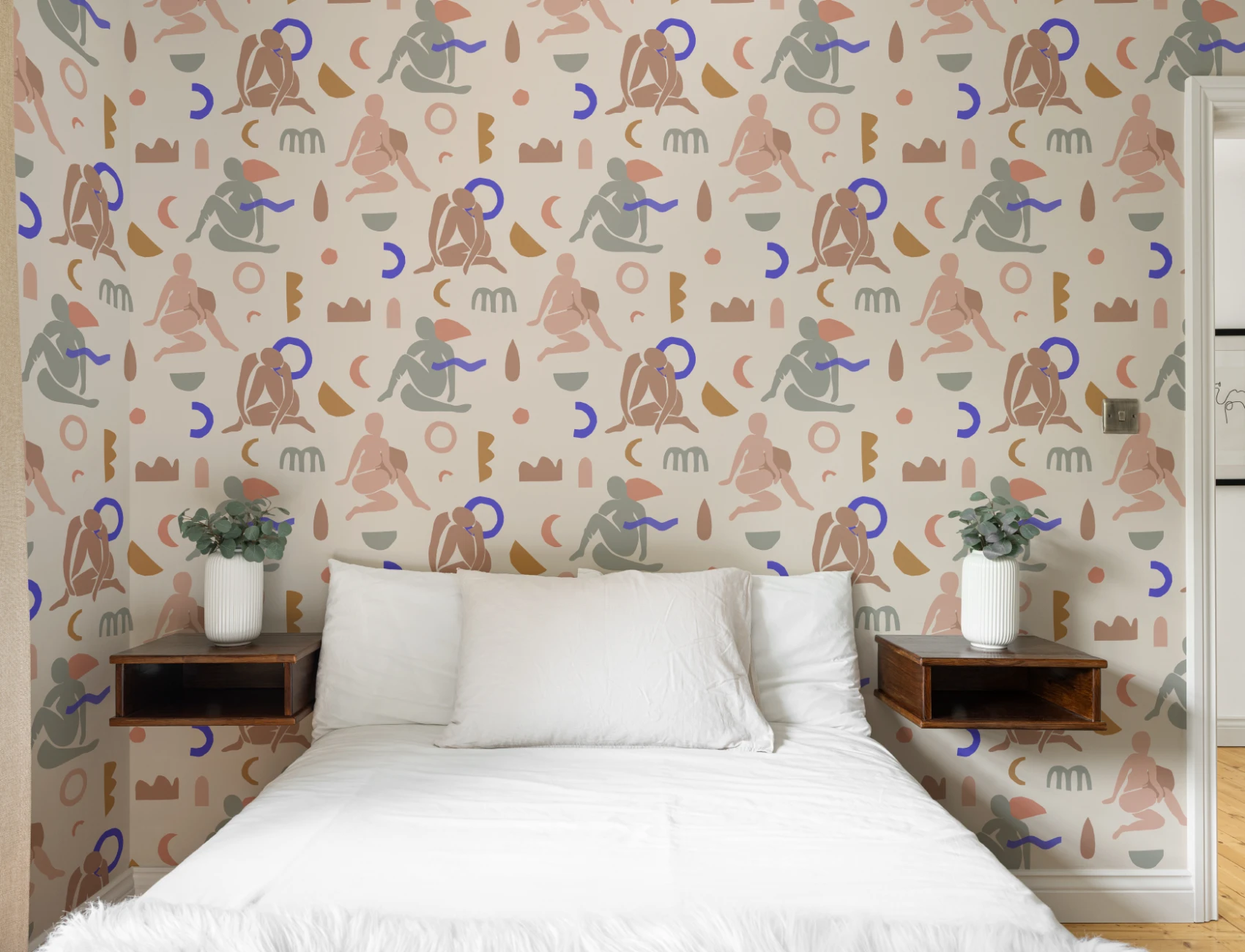 Neutral & Pastel Pink Abstract Shapes Pattern Wallpaper Mural