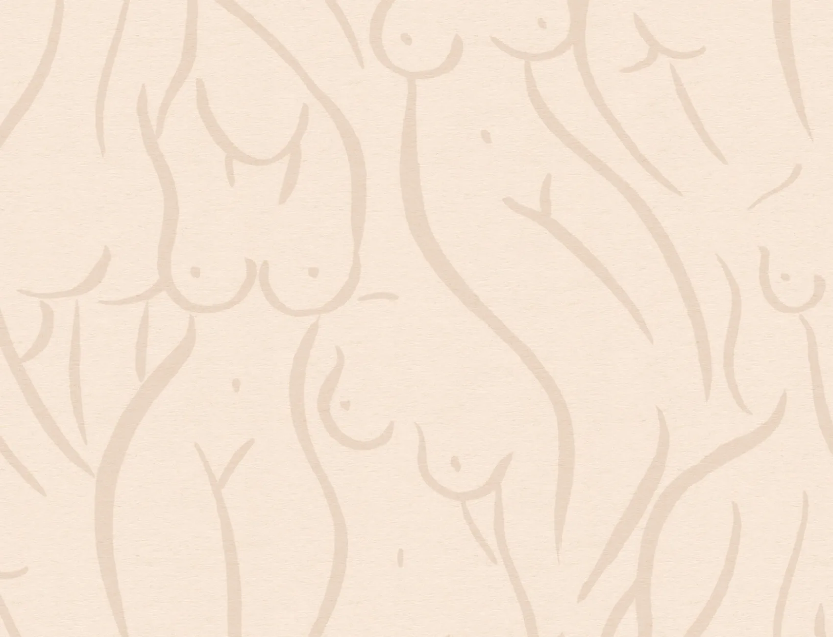 Beige Nude Woman Figure Drawing Repeat Pattern Wallpaper