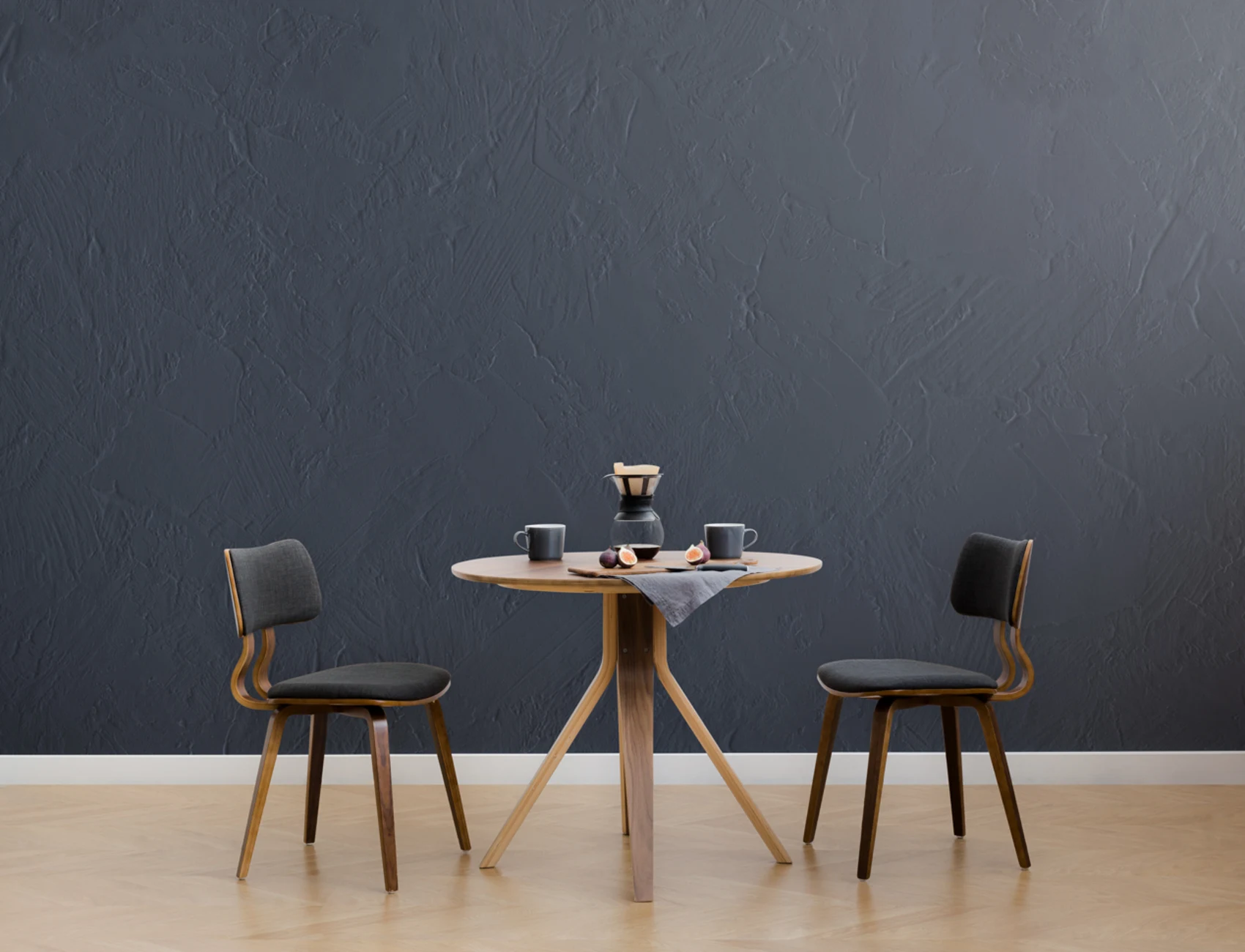 Modern Plaster Effect Mural in Navy