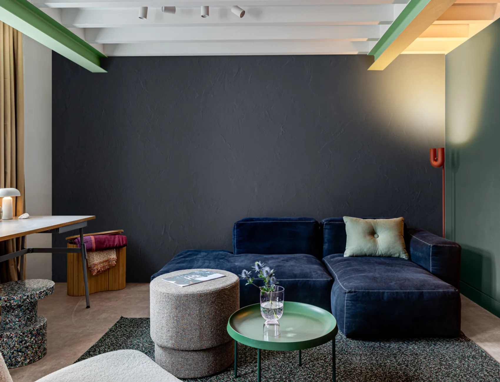 Modern Plaster Effect Mural in Navy