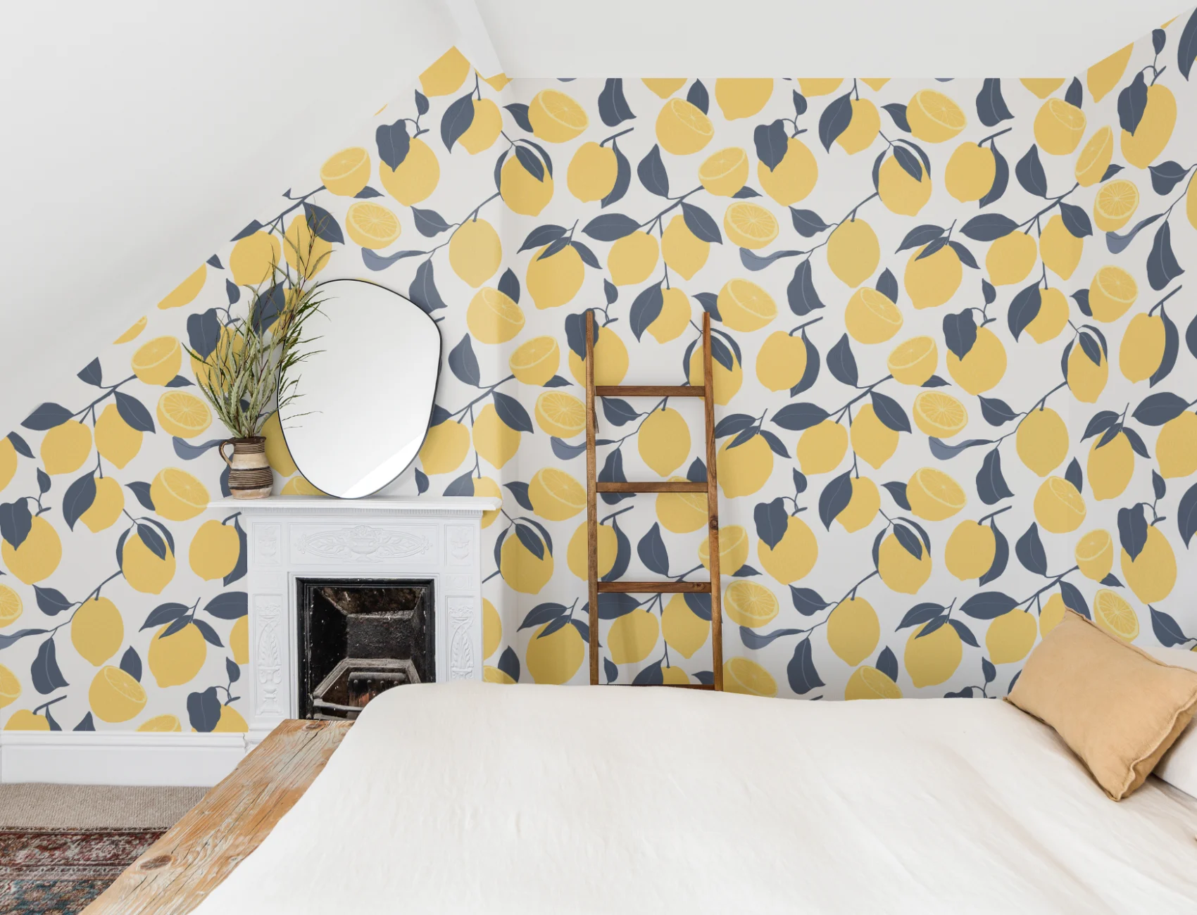 Yellow Lemon Modern Repeat Pattern Wallpaper