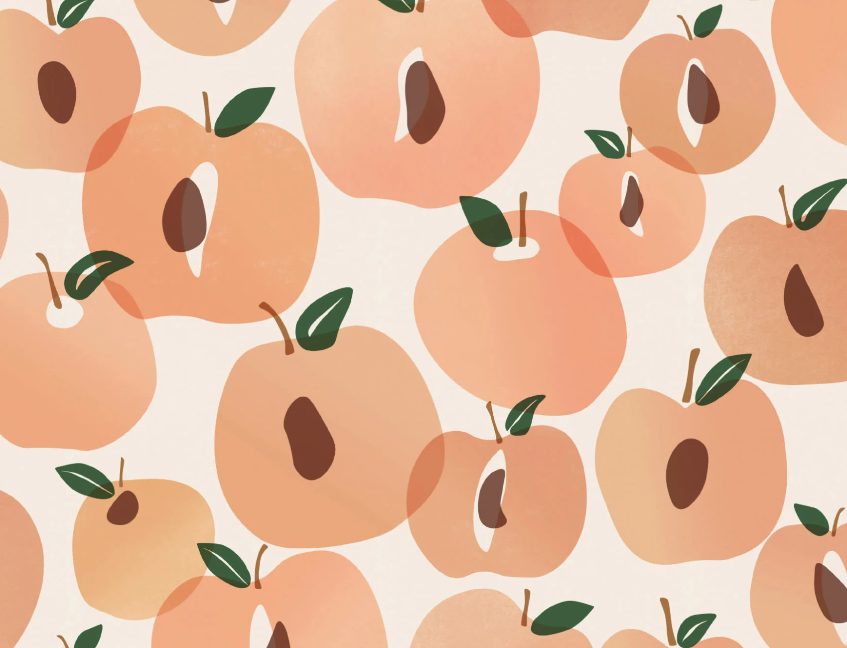 Abstract Modern Peach Fruit Repeat Pattern Wallpaper