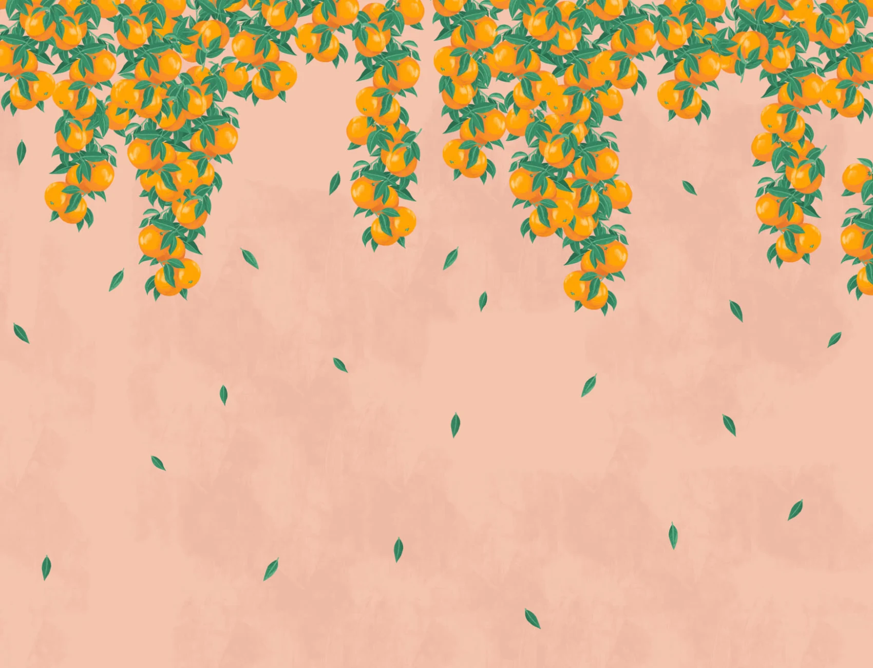Pink & Orange Fruit Painterly Wallpaper Mural
