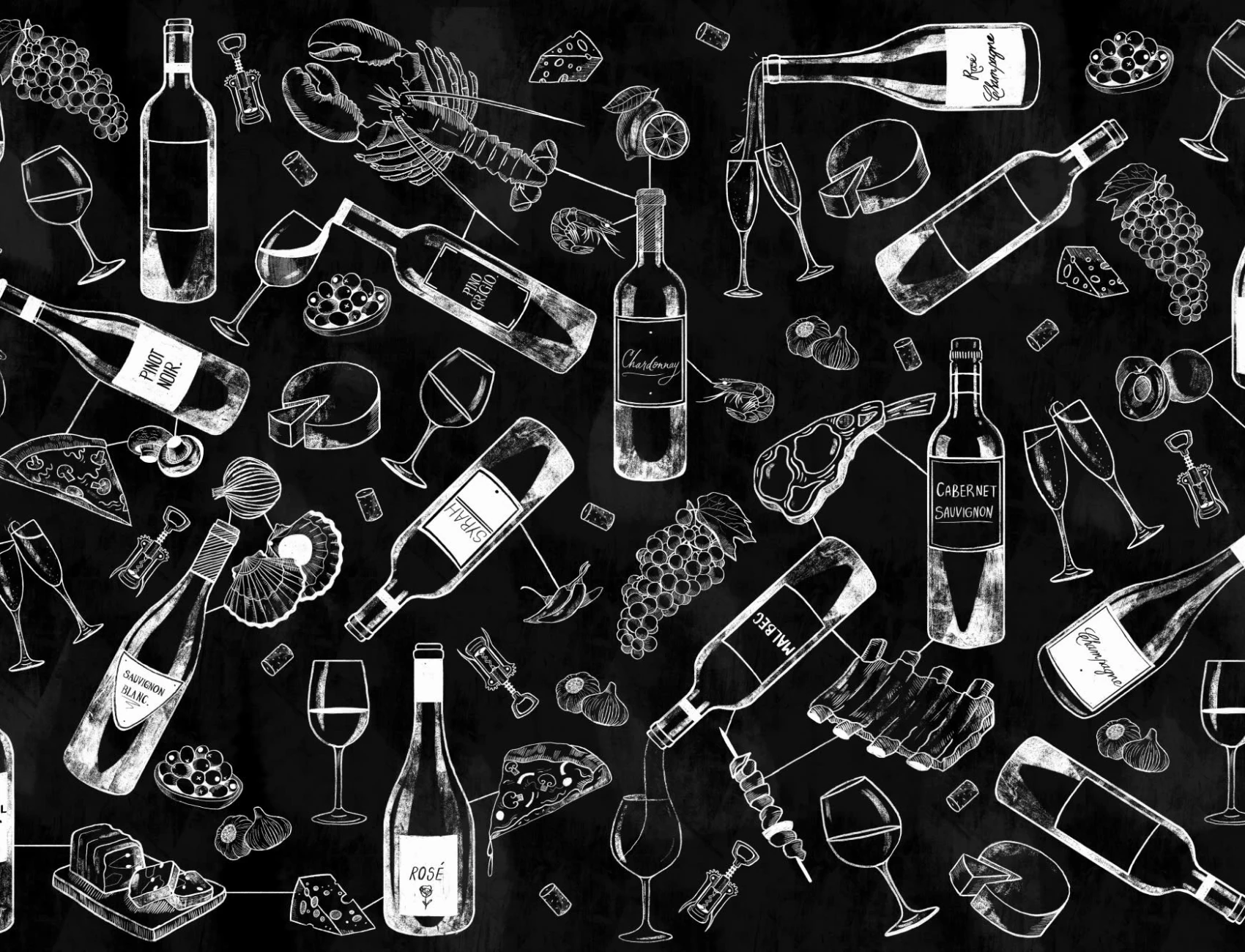 Food & Wine liitutaulu kuvatapetti