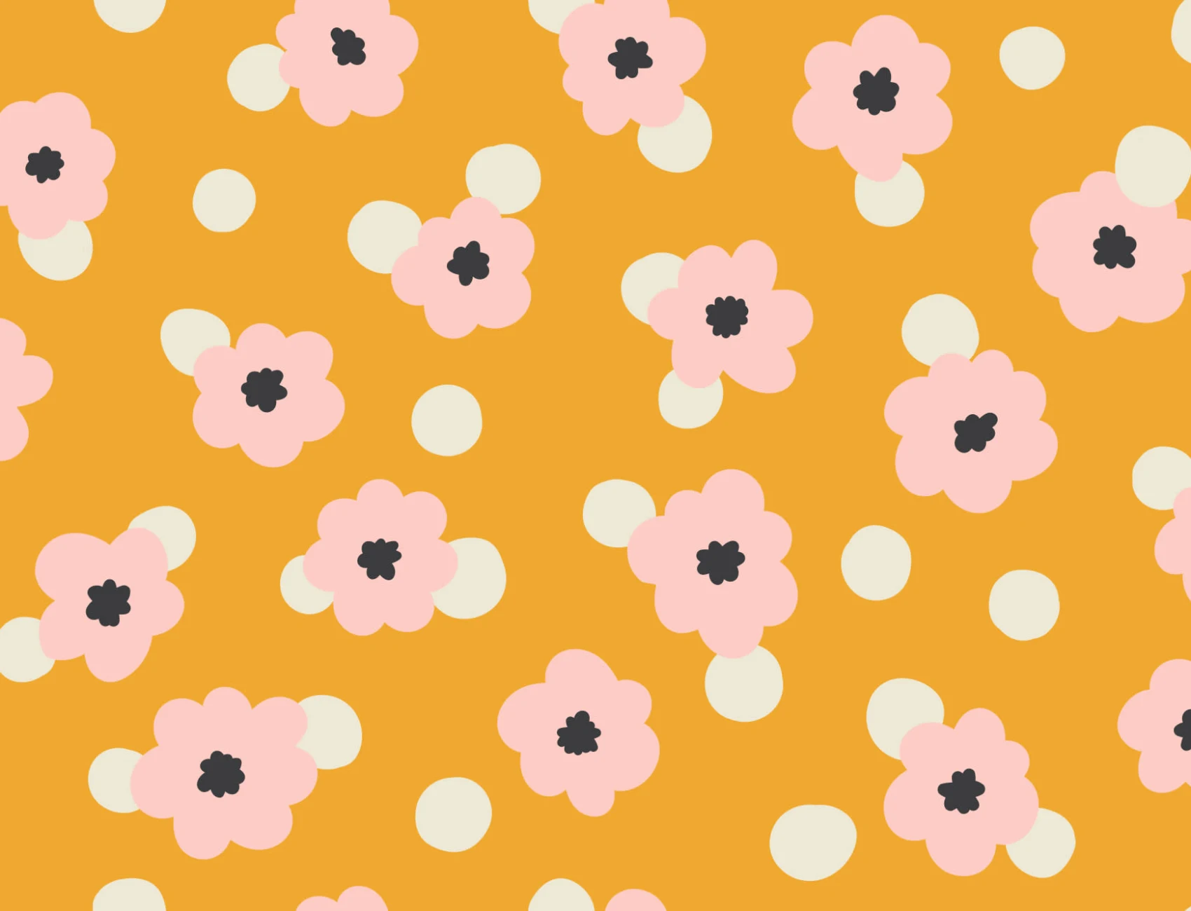 Gul Polka Dot Retro Daisy Floral fototapet