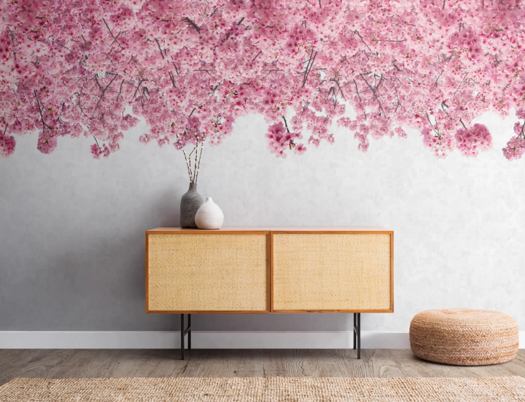Mural de Papel de Parede Rosa Sakura Cherry Blossom