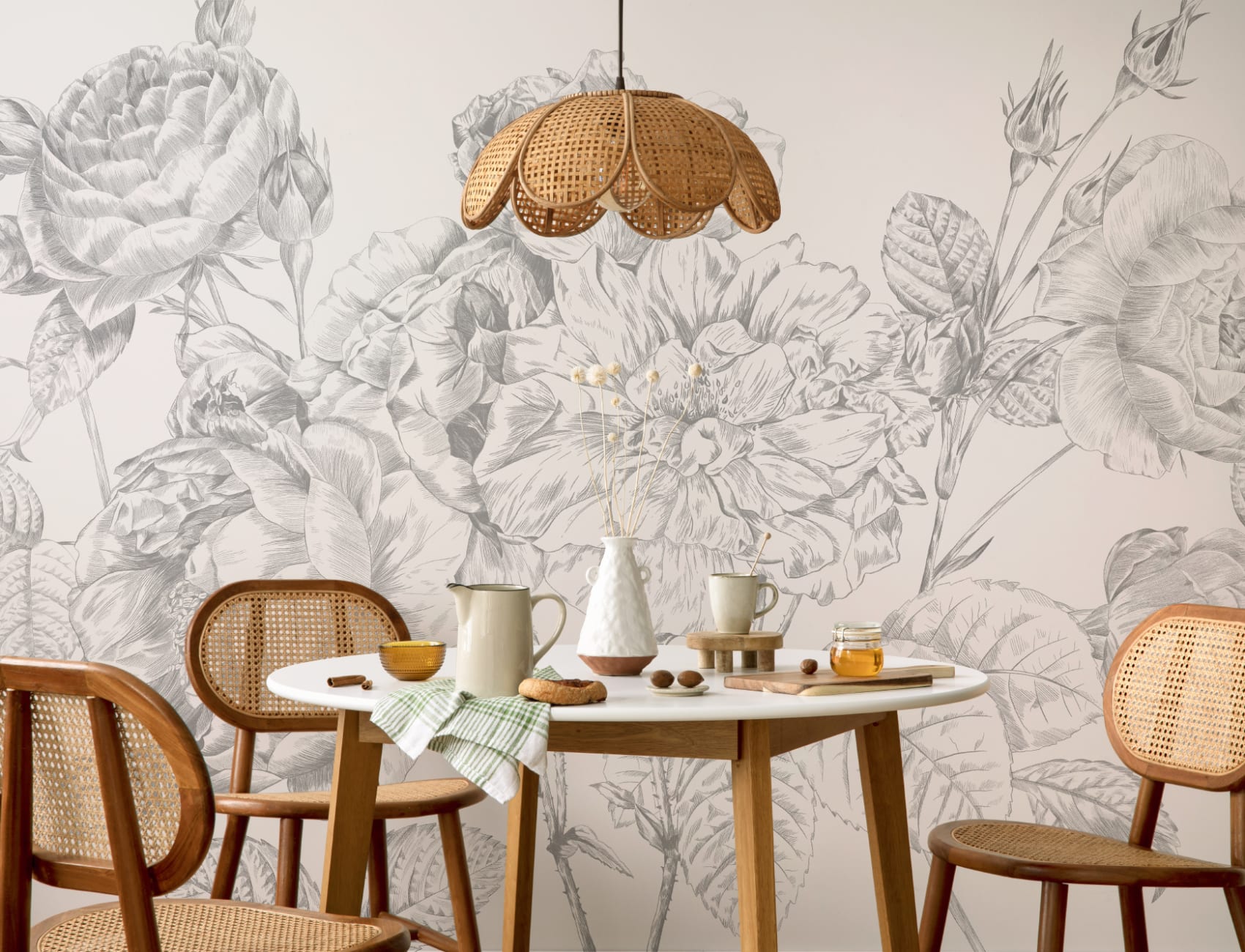 Gray mare ilustrate trandafiri tapet mural