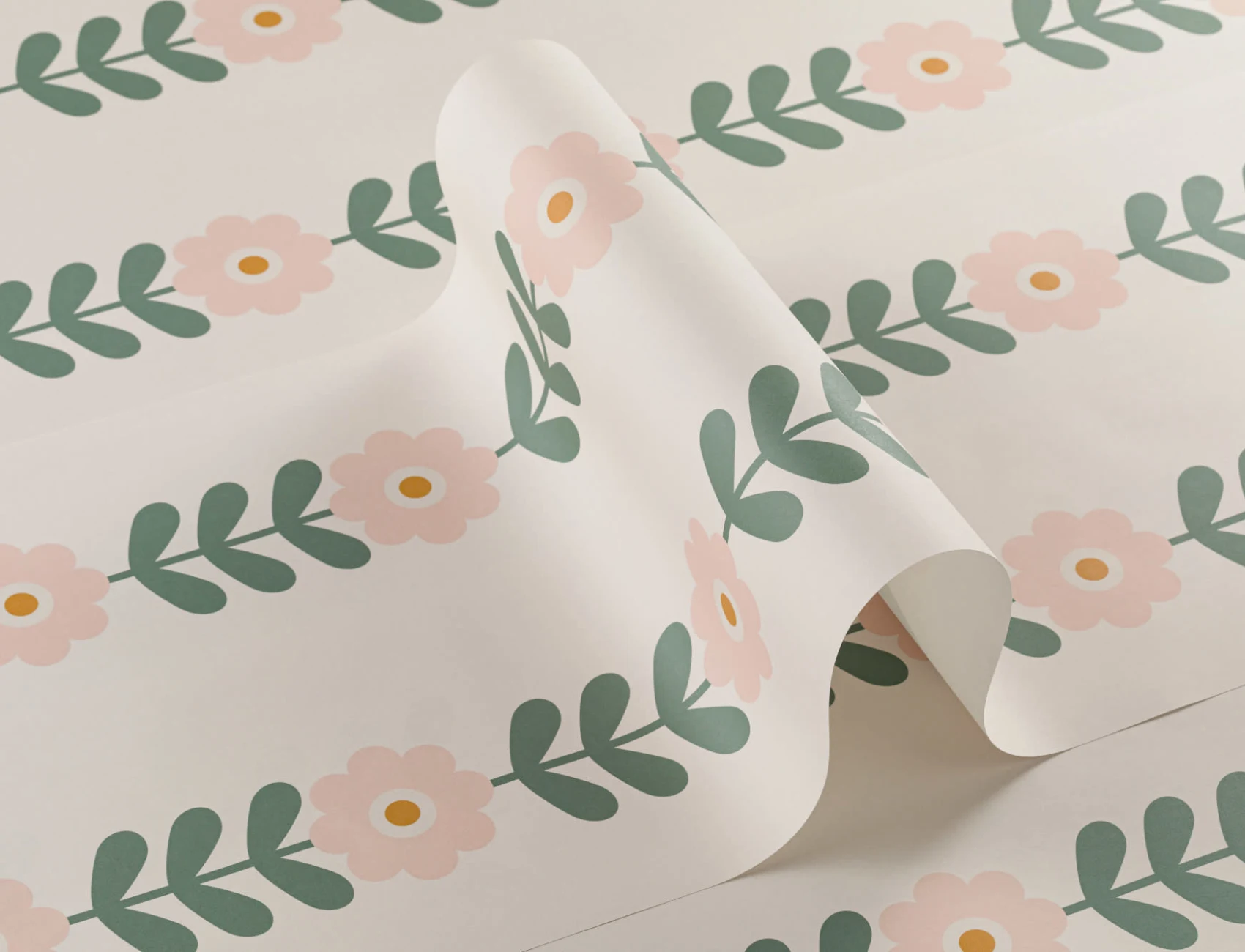 Retro Pink Daisy Floral tapet
