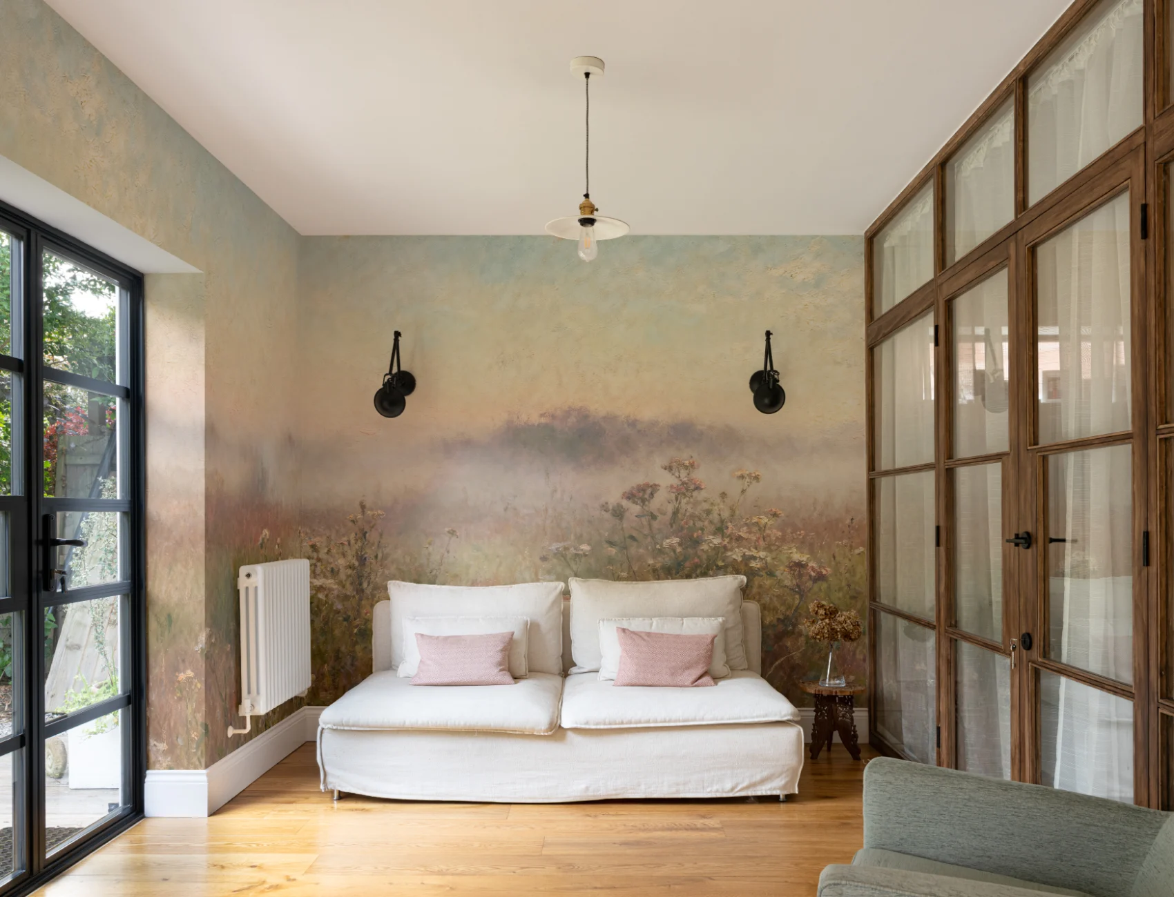 Multicolor Tranquil Meadow Landscape Wall Mural