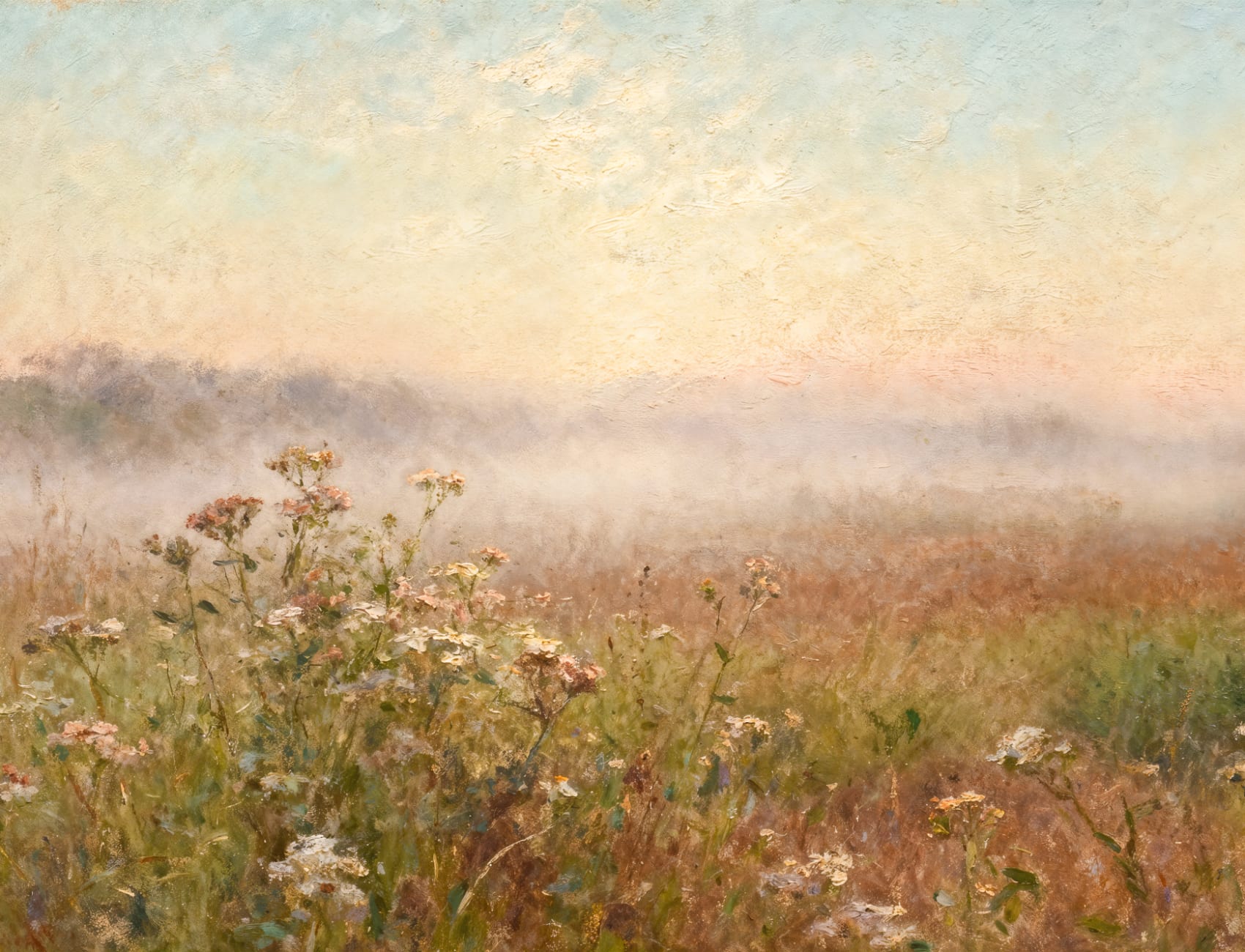 Multicolor Tranquil Meadow Landscape Wall Mural