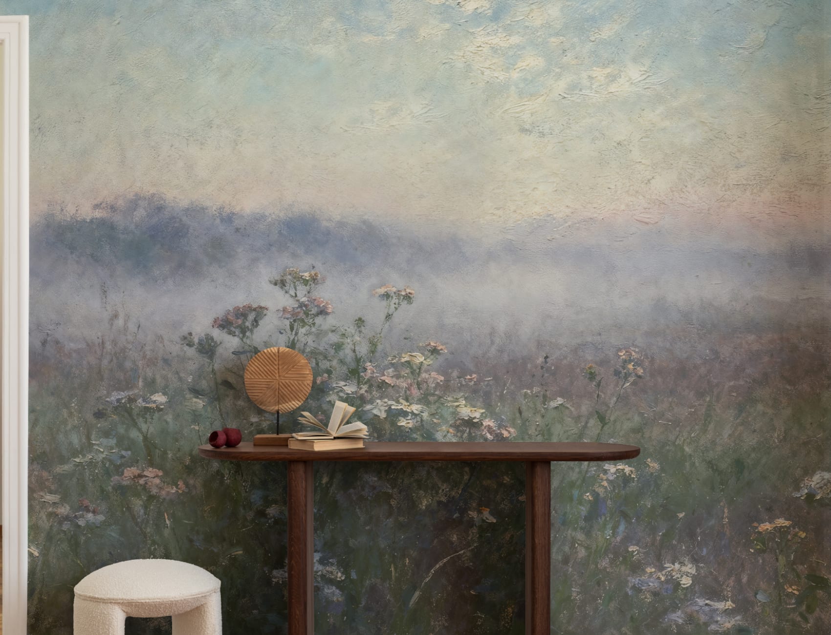 Azul Tranquil Meadow Atmospheric Nature Art Mural