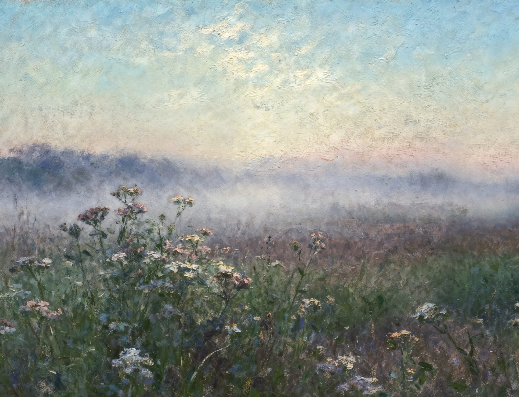 Azul Tranquil Meadow Atmospheric Nature Art Mural