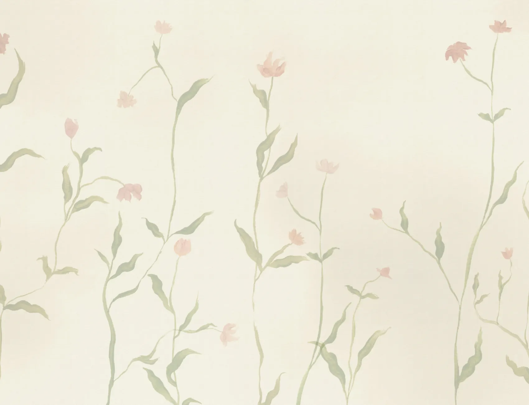 Blødt pastelfarvet fototapet med blomster til rolige rum