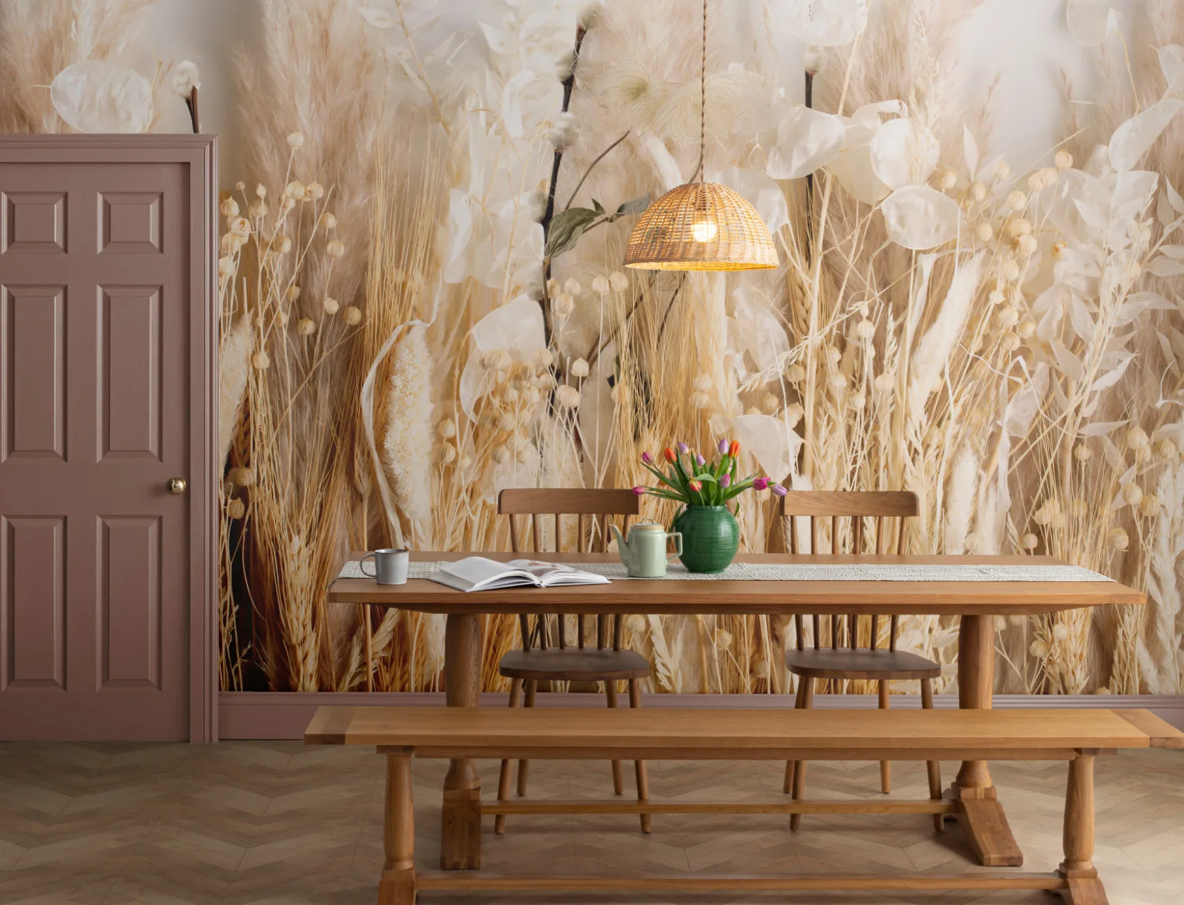 Field of Dried Flowers Wallpaper Mural